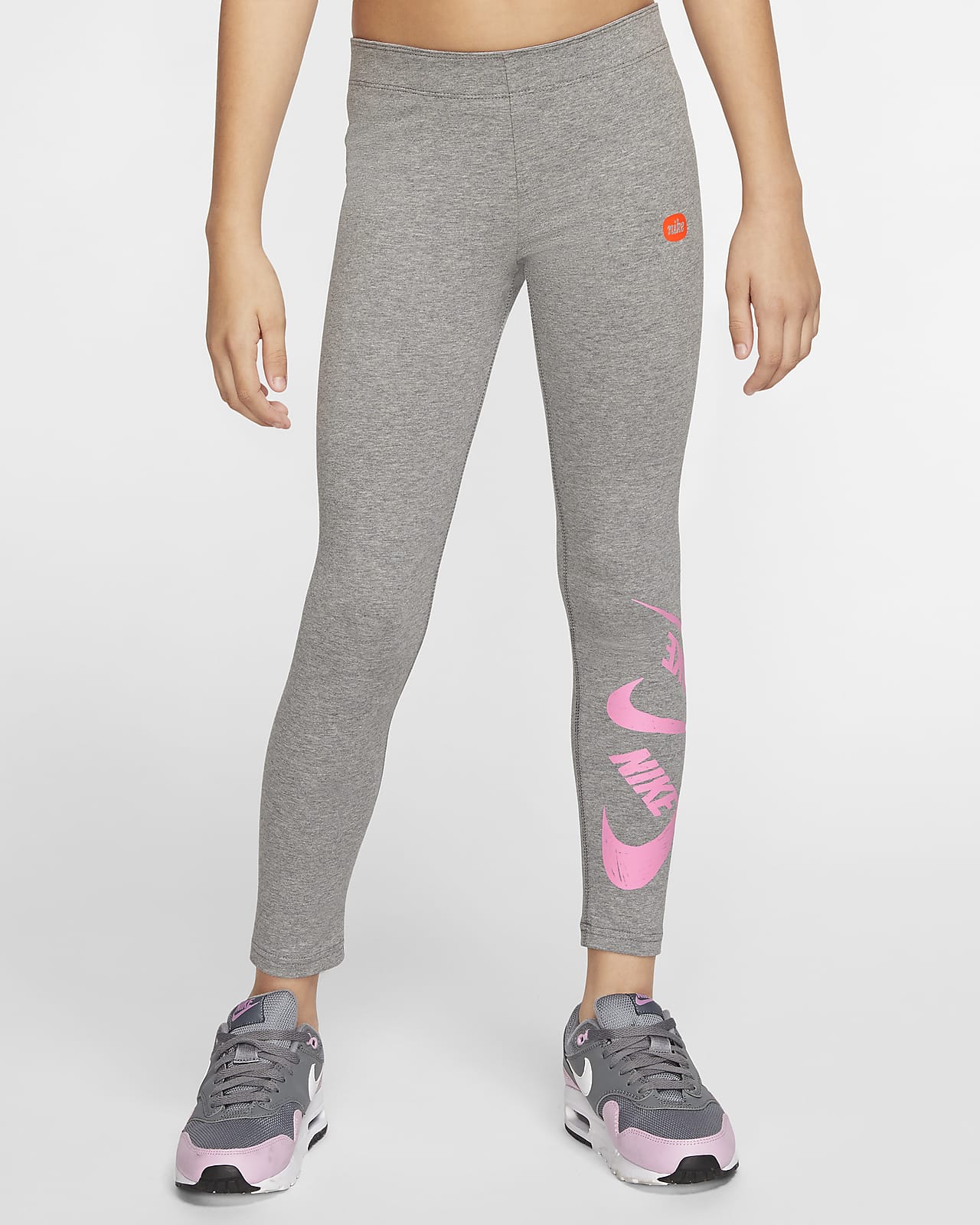 Nike Leggings Youth Girls Large Tight Fit Sportswear Knit Cotton Grey Gold  | eBay