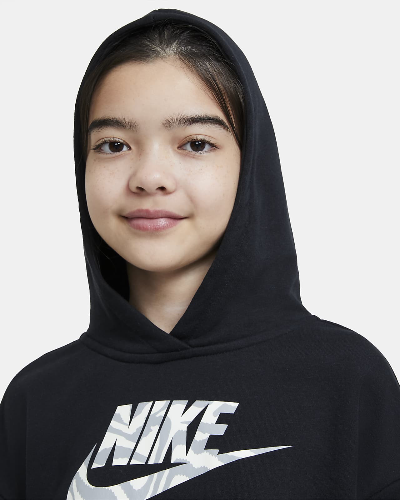 girls black cropped hoodie