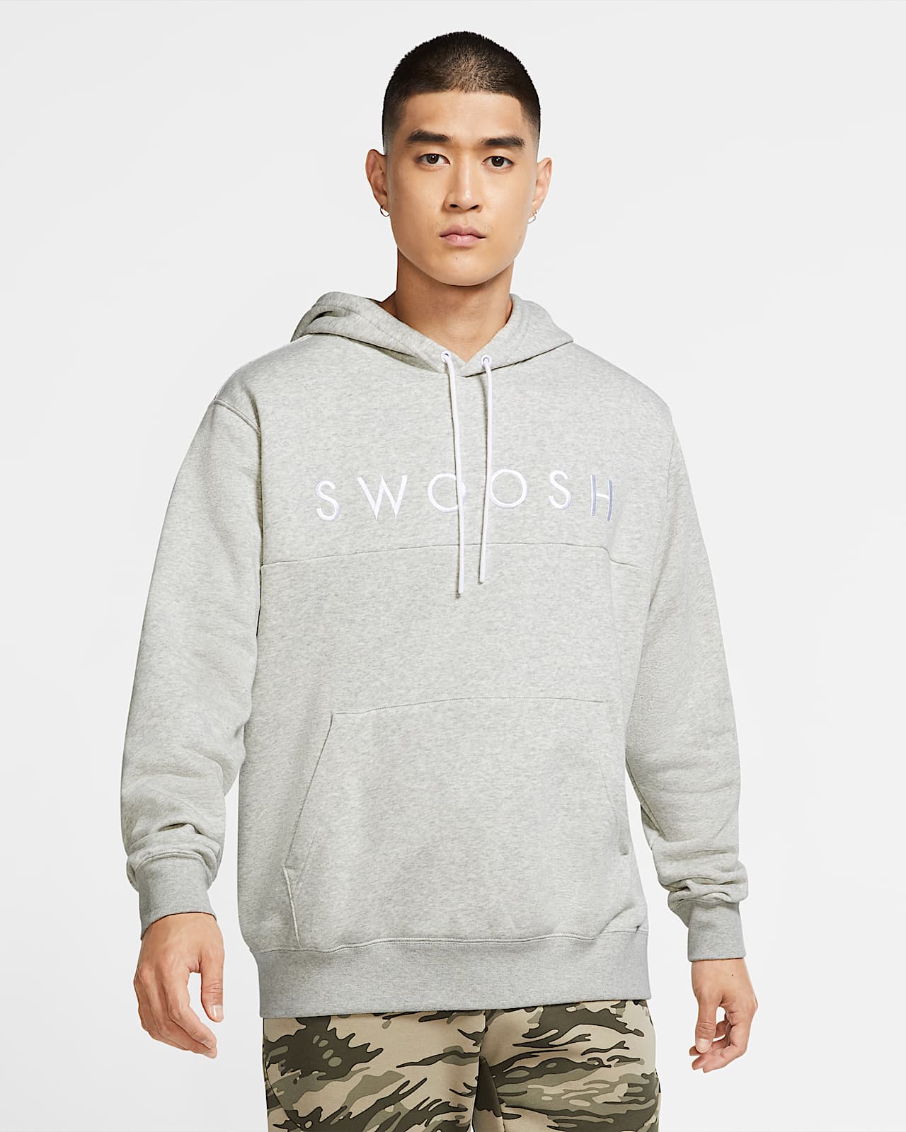 grey nike swoosh hoodie