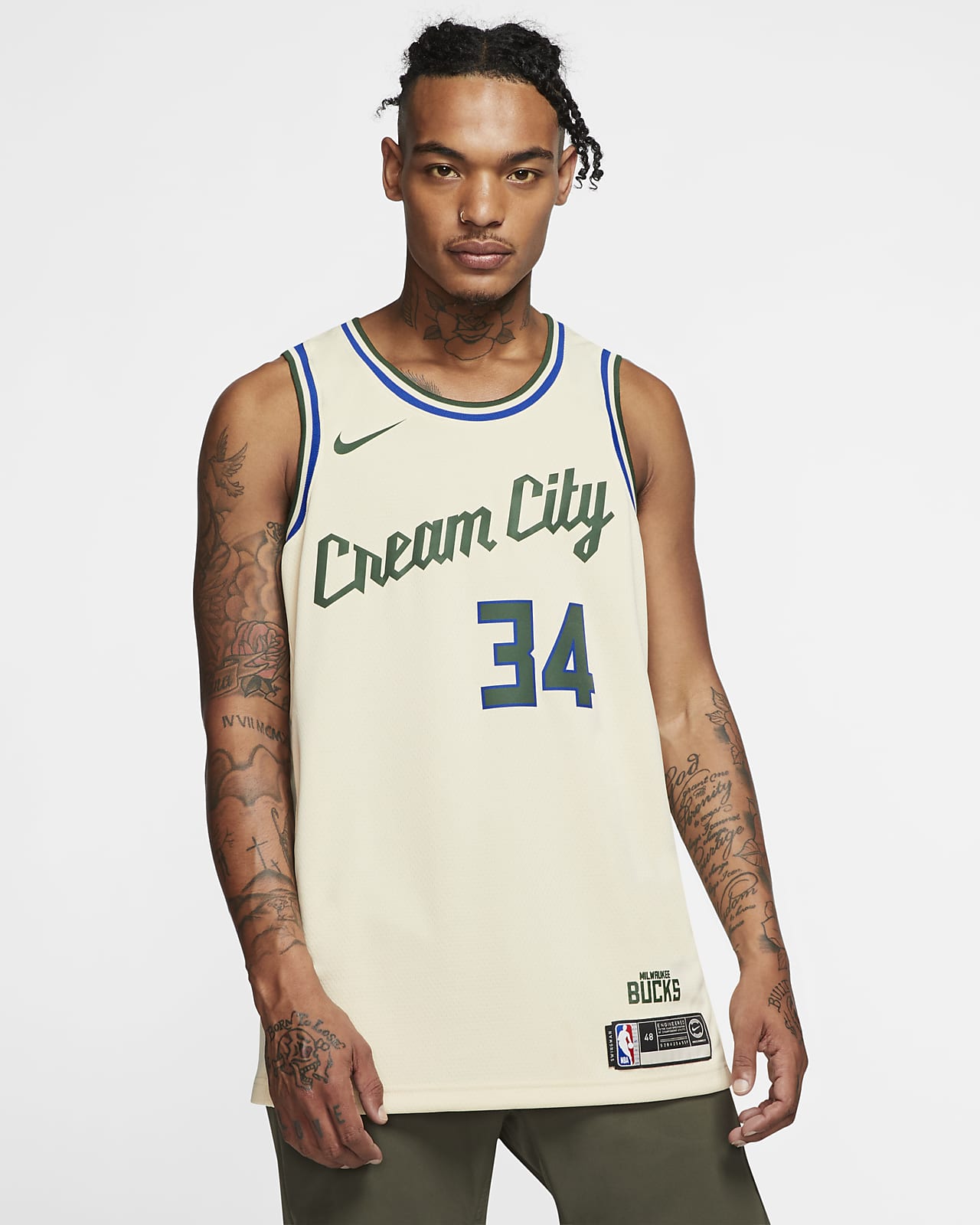 Nike 2019-20 City Edition Cream City Giannis Antetokounmpo Milwaukee Bucks Authentic Jersey / 48