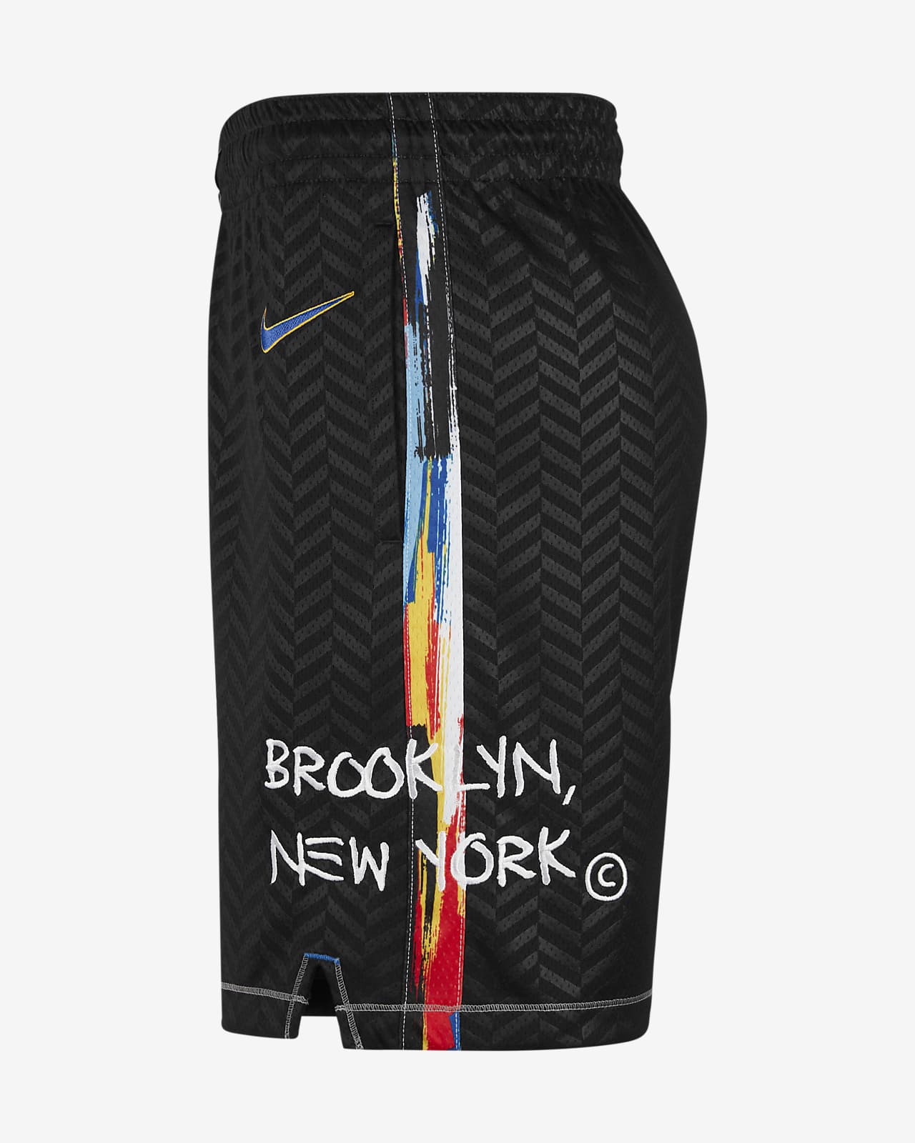 City Edition Brooklyn Nets Blazers Basketball Shorts Stitched Schwarz S-2XL 