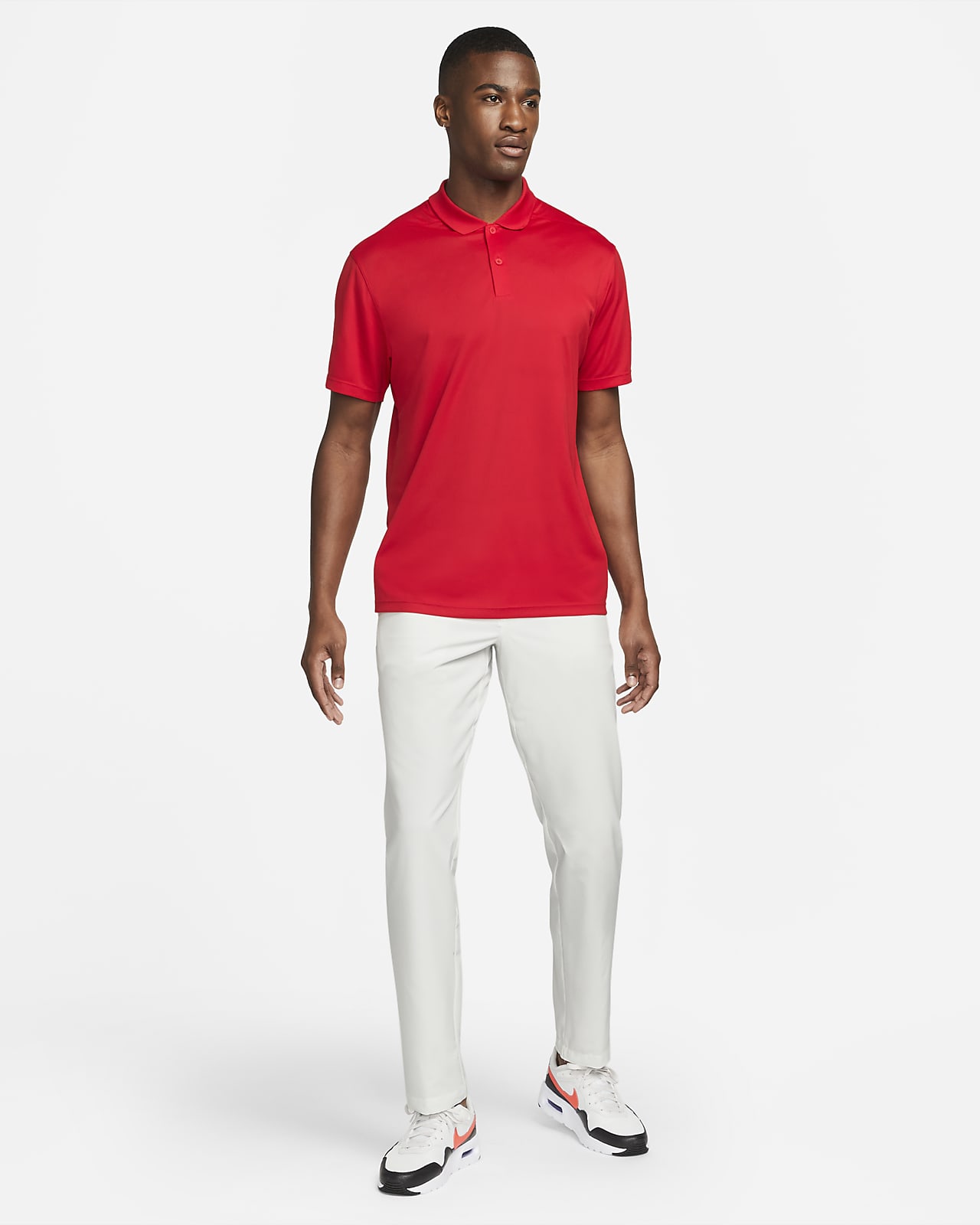 red nike dri fit golf shirt