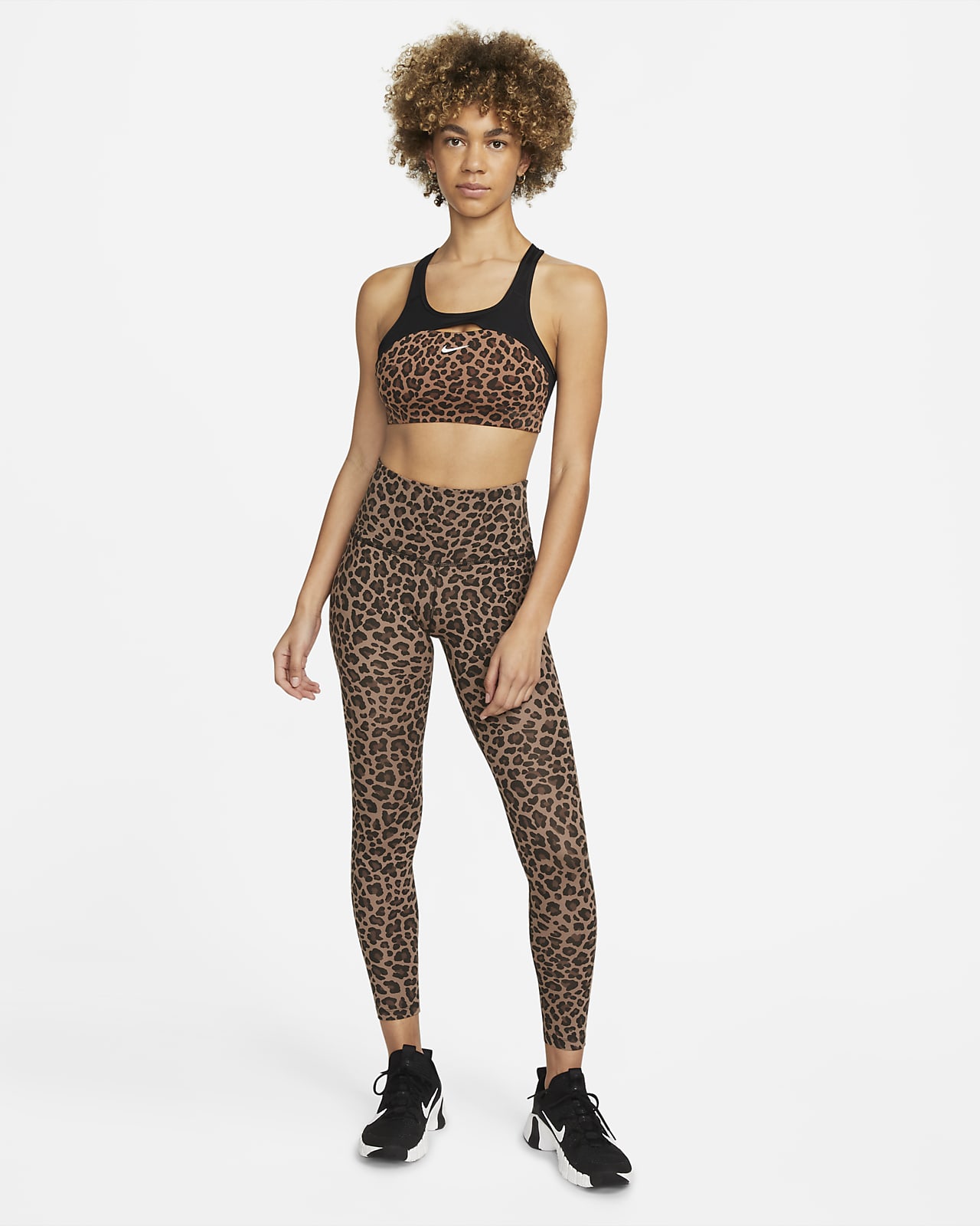 Nike Women's One High-Rise Printed Leopard Leggings Archaeo Brown