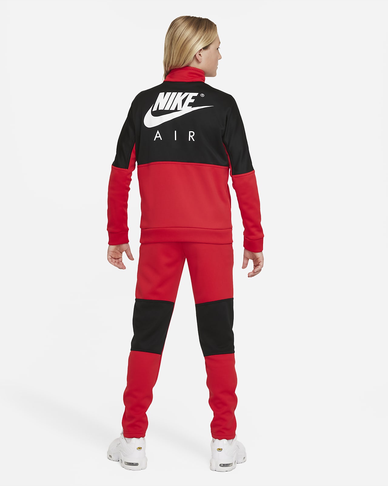 red and black nike air tracksuit