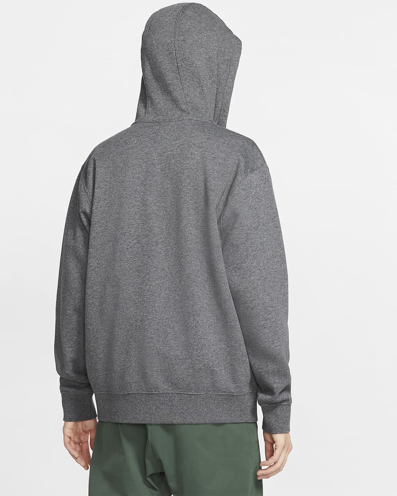 nike grey club fleece zip through hoodie