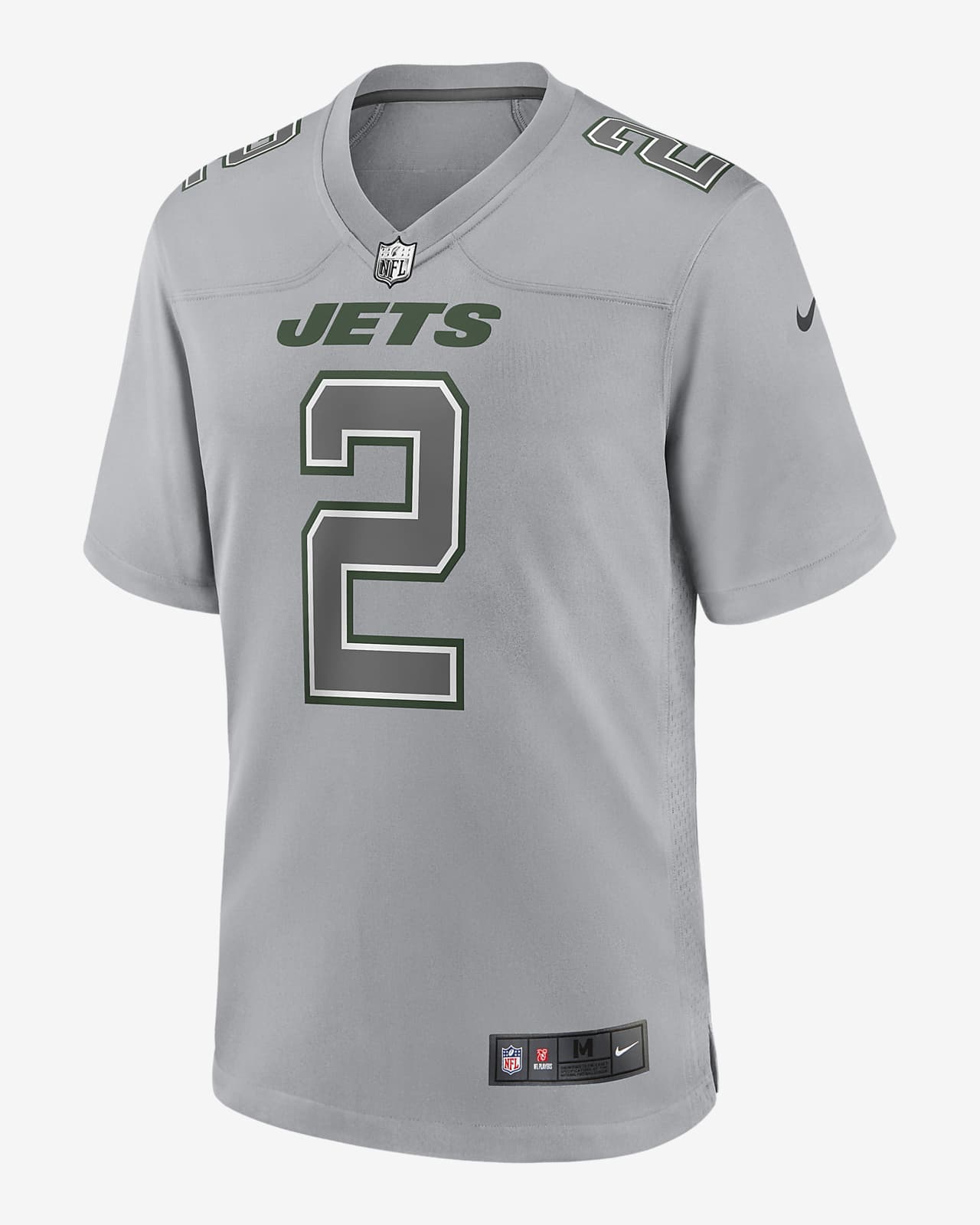 Nike Men's New York Jets Zach Wilson #2 Atmosphere Game Jersey - Gray - M (Medium)