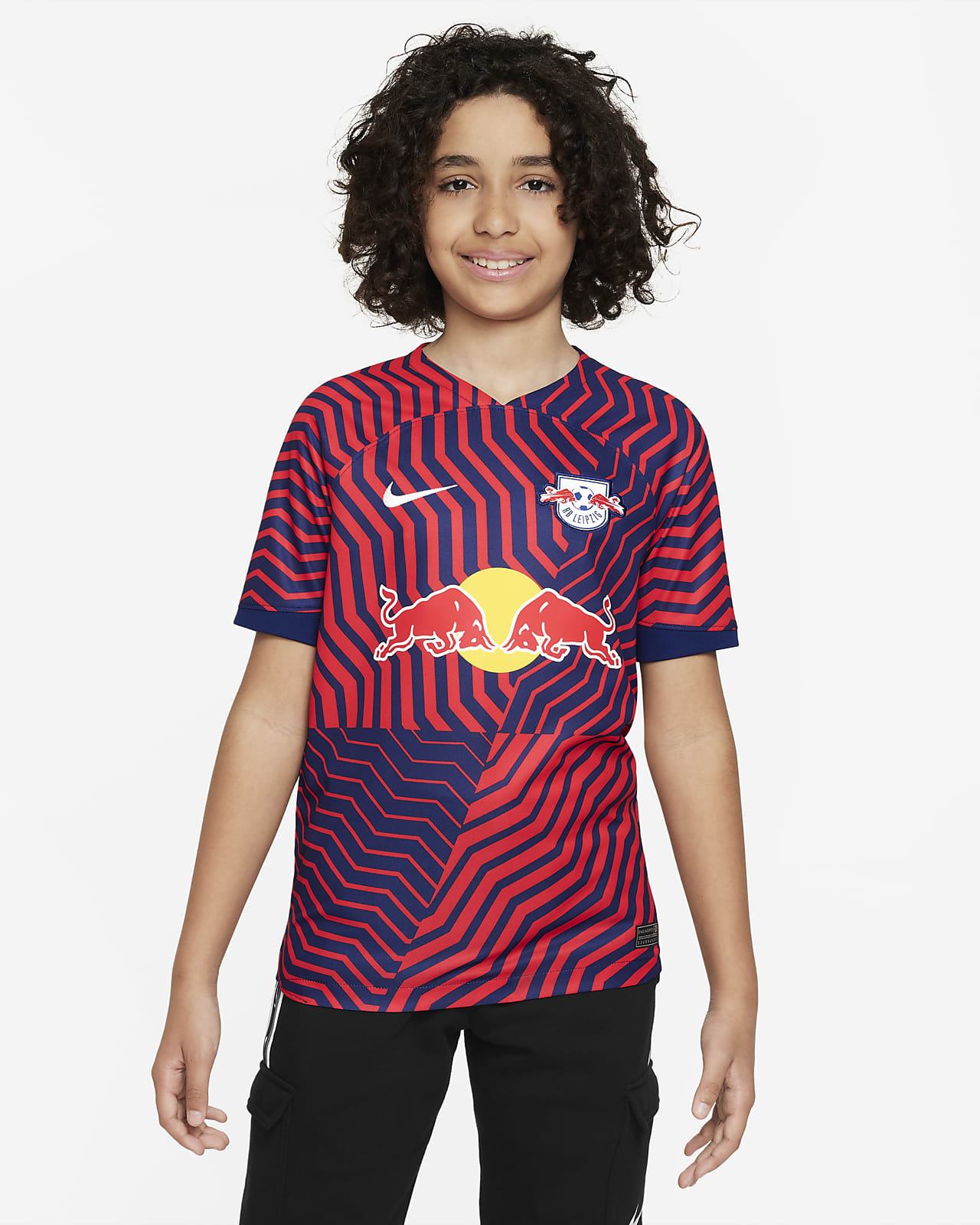 RB Leipzig 2023/24 Stadium Home-Nike Dri-FIT-fodboldspillertrøje til større børn