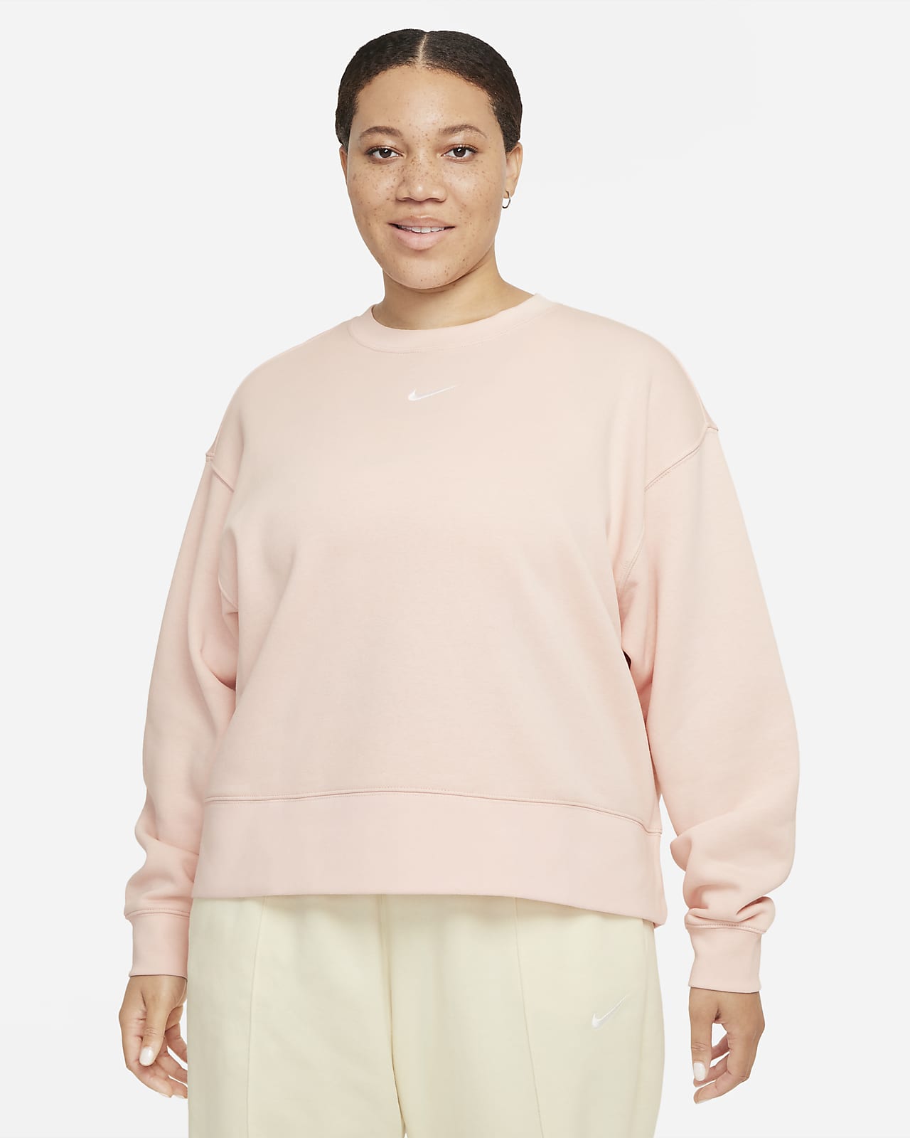 Nike essential fleece crew oversized sweatshirt clearance
