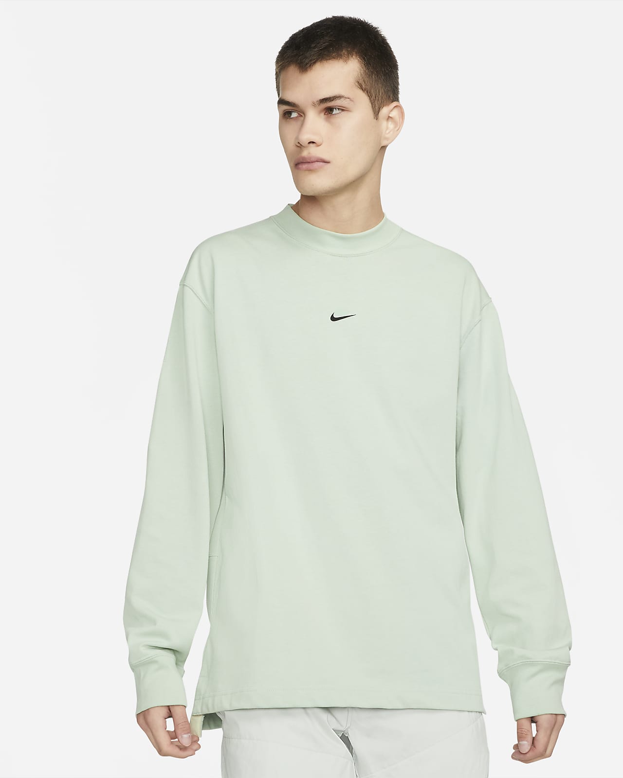 nike nsw essentials mock neck black crop sweatshirt