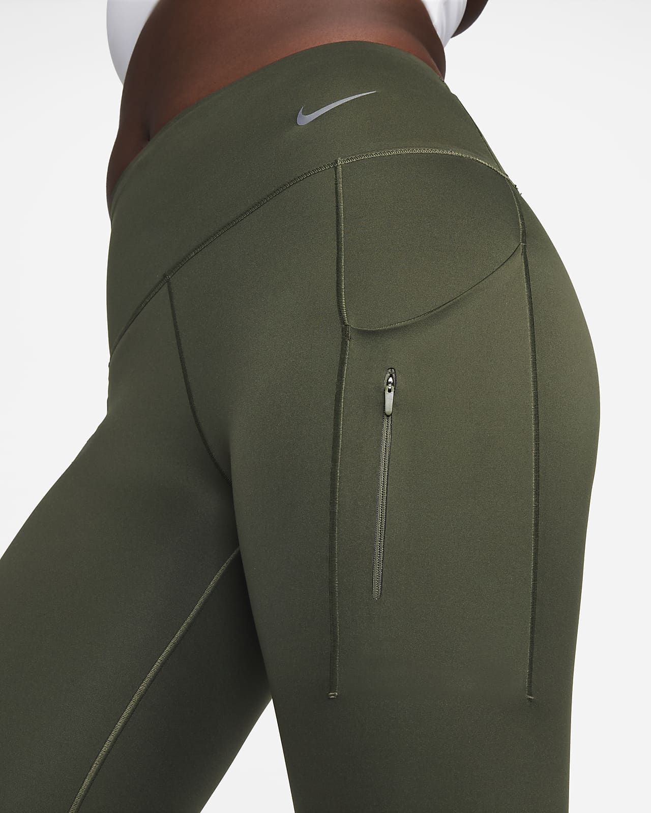 Nike Go Women\'s Firm-Support Mid-Rise Full-Length Leggings with Pockets.  Nike LU