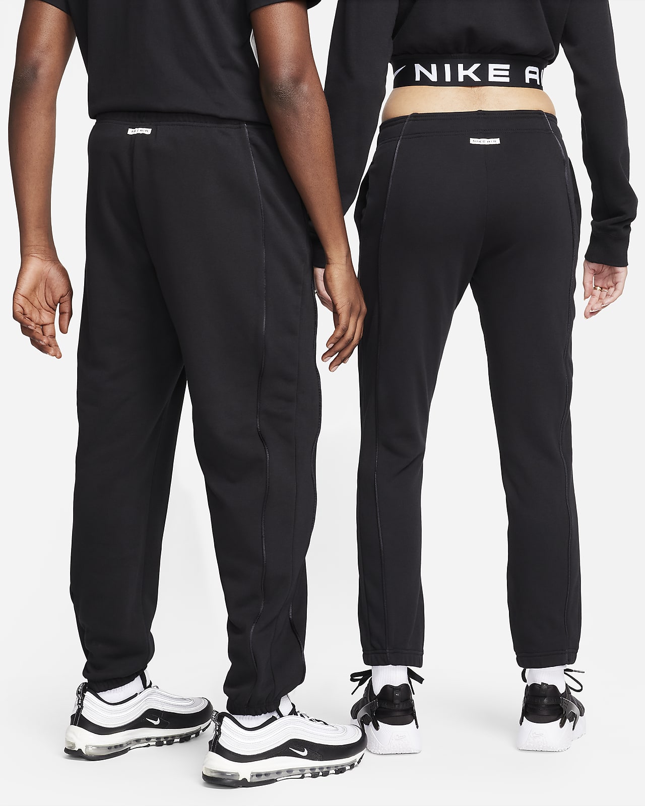 Nike Women's Sportswear Club Fleece Mid-Rise Joggers-White/Black - Hibbett
