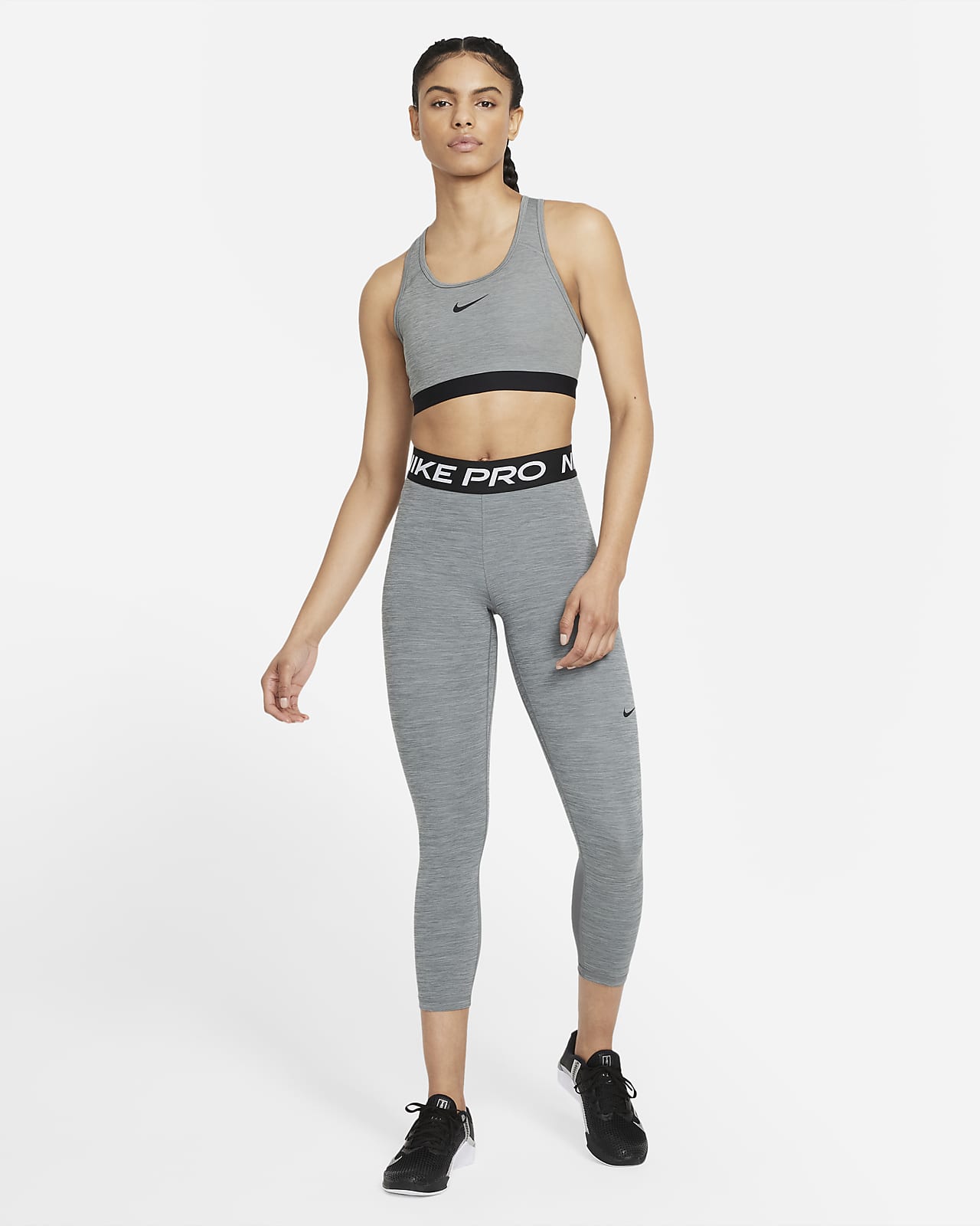 Nike Women's Power Racer Crop Running Tights 890365 Grey 036 Size