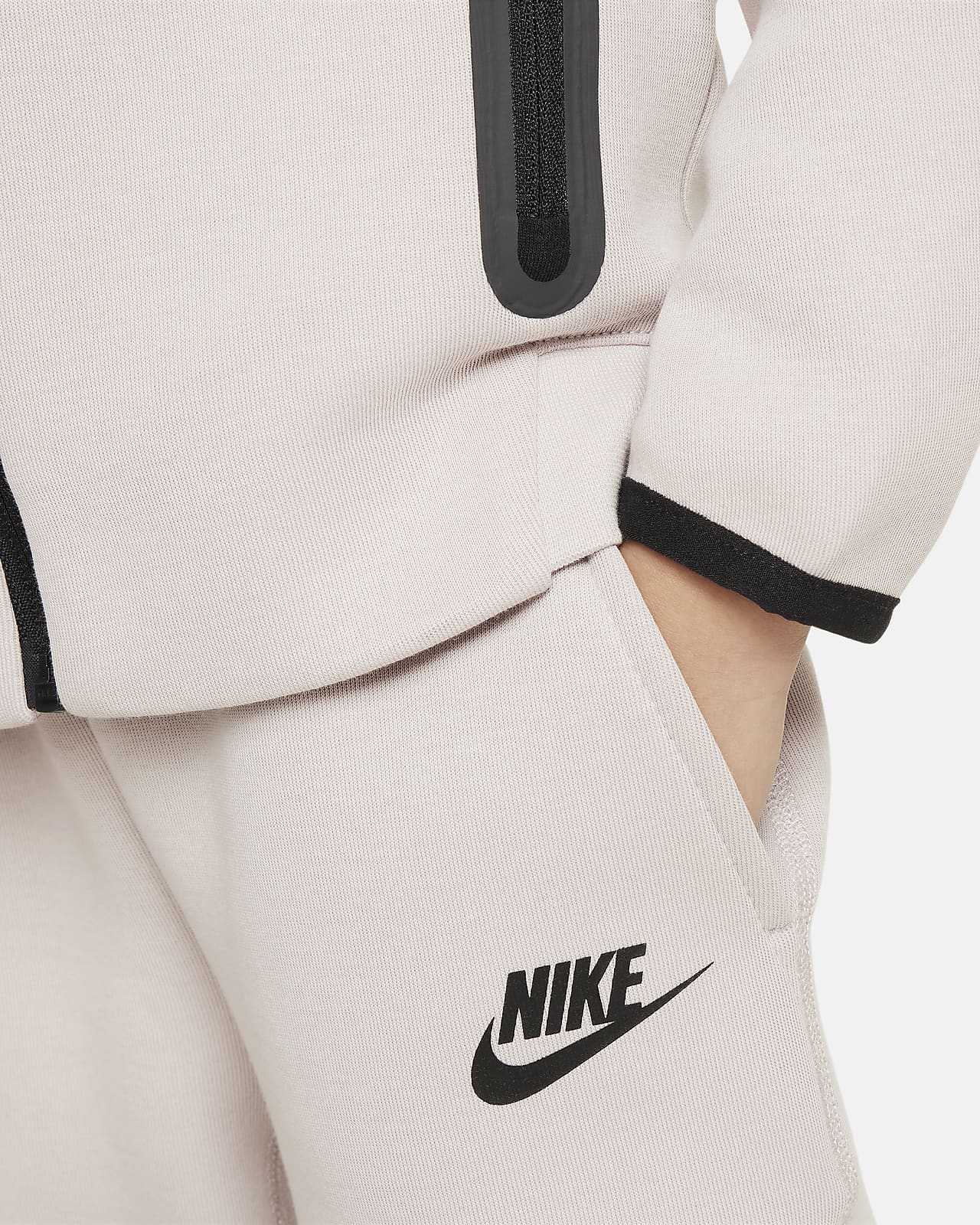 Nike Tech Fleece Taped Full Zip Hoodie and Jogger Set Pitt Cream