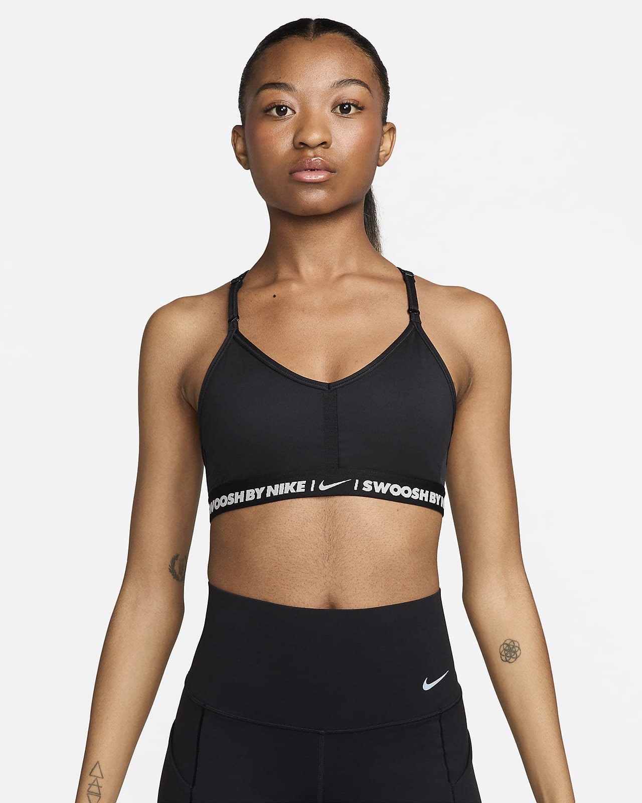 NEW NIKE SPORTS BRA LIGHT SUPPORT NON PADDED CUT OUT HIGH NECK BLACK SIZE  XS
