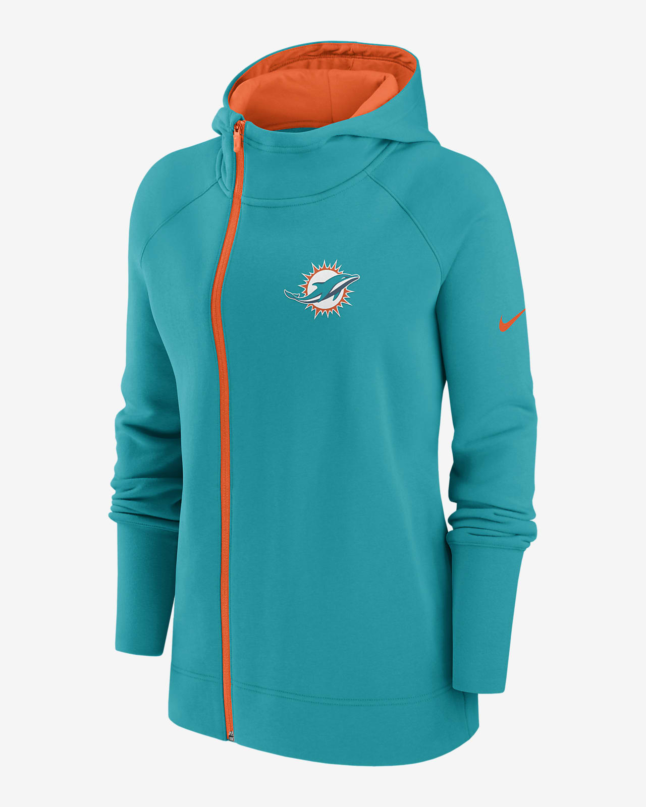 Nike Women's Assymetrical (NFL Miami Dolphins) Full-Zip Hoodie in Blue, Size: Large | 00CY037M9P-06K