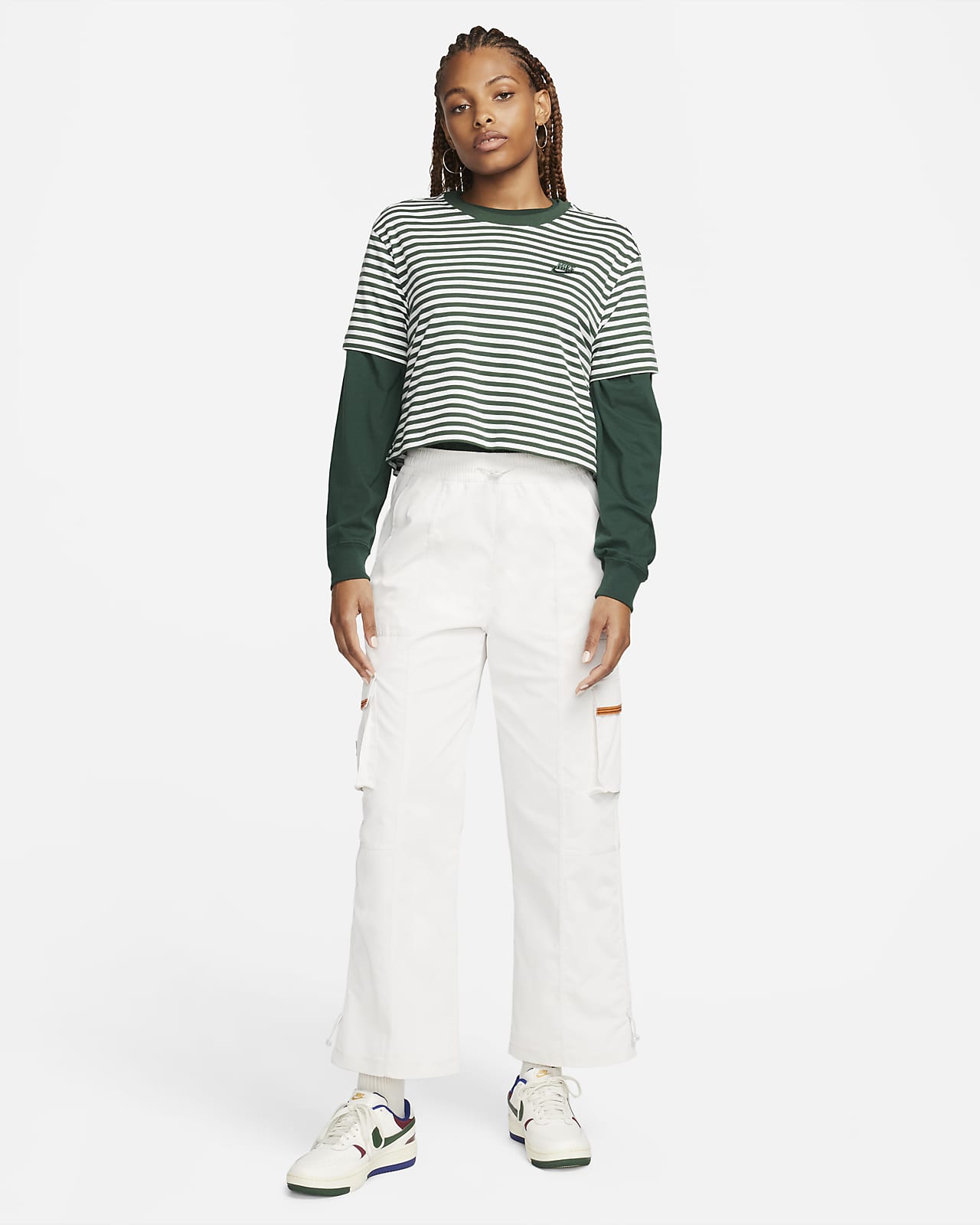 Nike Sportswear Essential Women\'s Striped Crop T-Shirt.