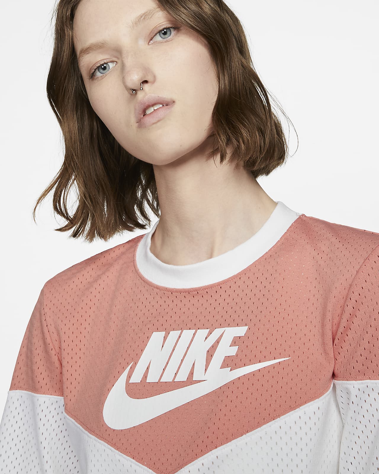 sweat nike femme sportswear heritage crew mesh sweat nike femme sportswear heritage crew mesh