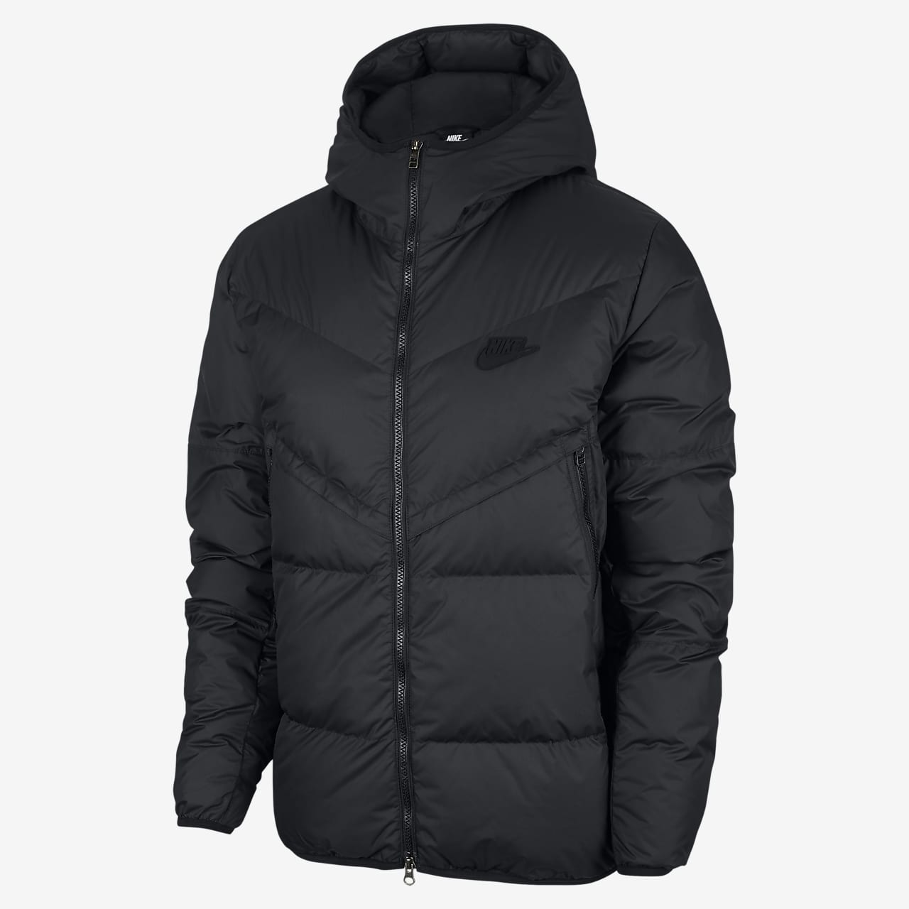 nike down fill hooded jacket black
