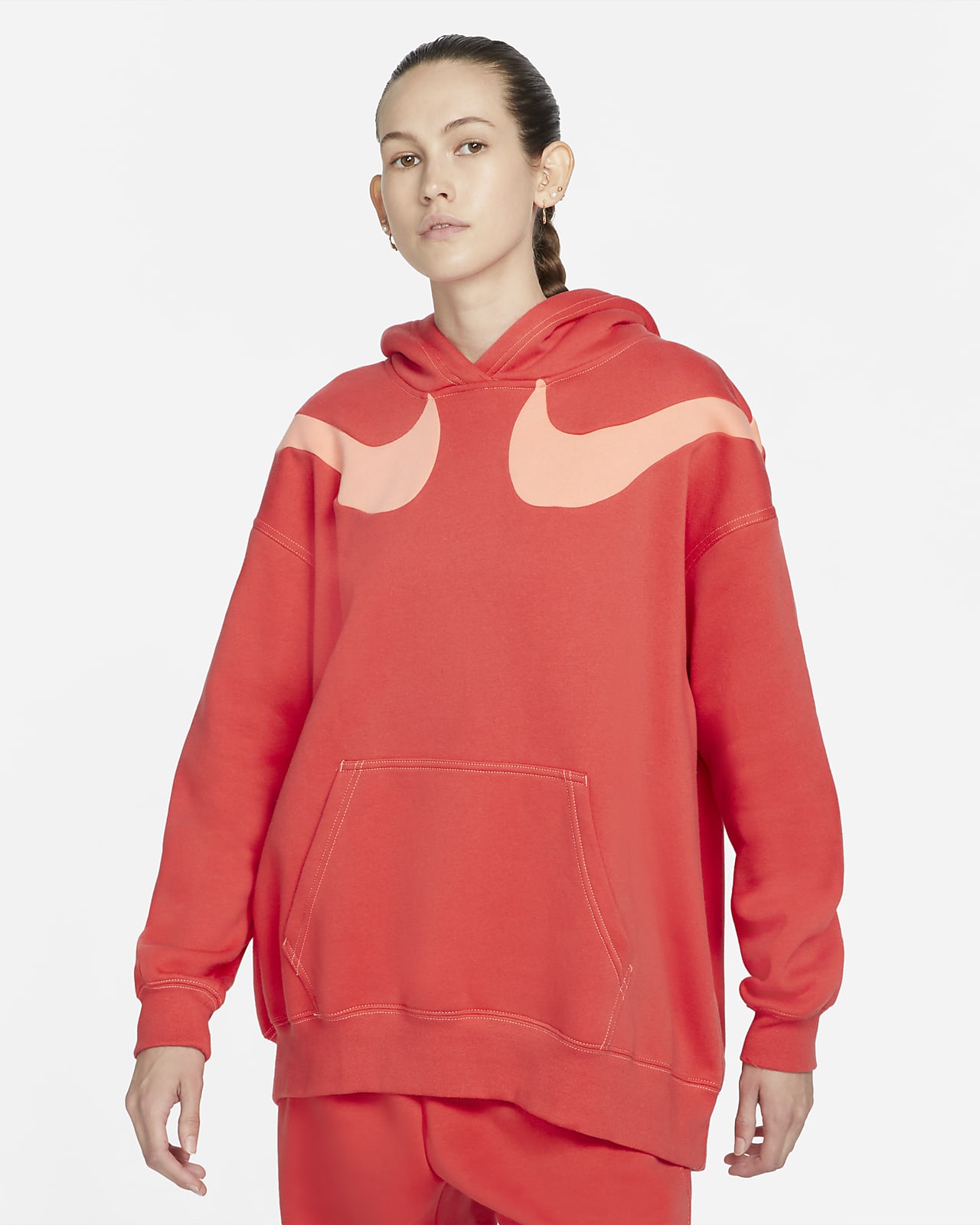 Nike Sportswear Swoosh Sudadera con capucha de tejido Fleece oversize - Mujer
