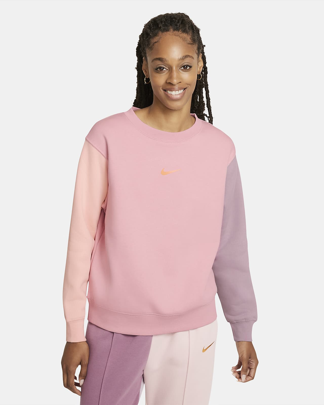 womens nike crewneck sweatshirt pink