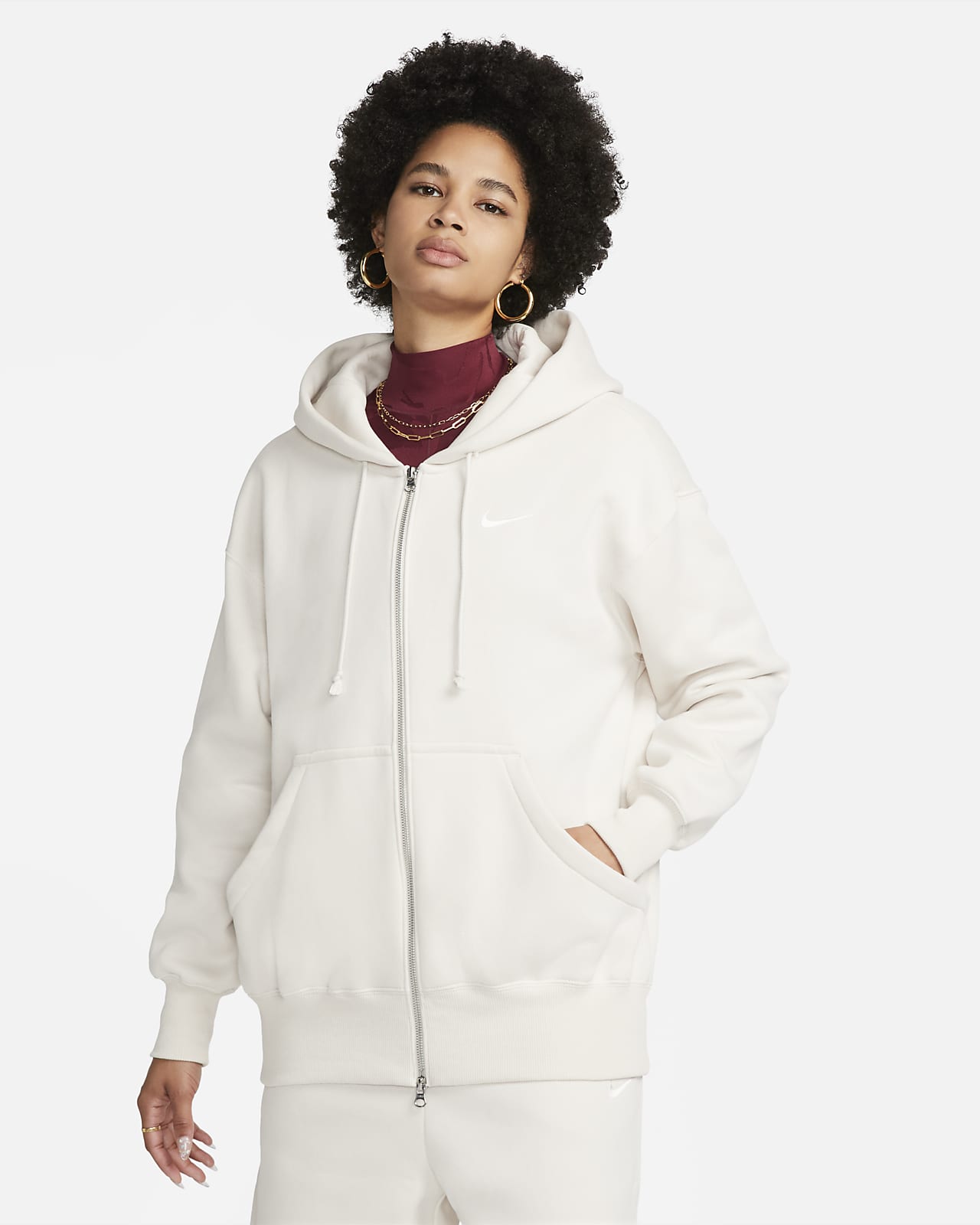 Nike Sportswear Phoenix Fleece Sudadera con capucha, cremallera completa y ajuste oversize - Mujer