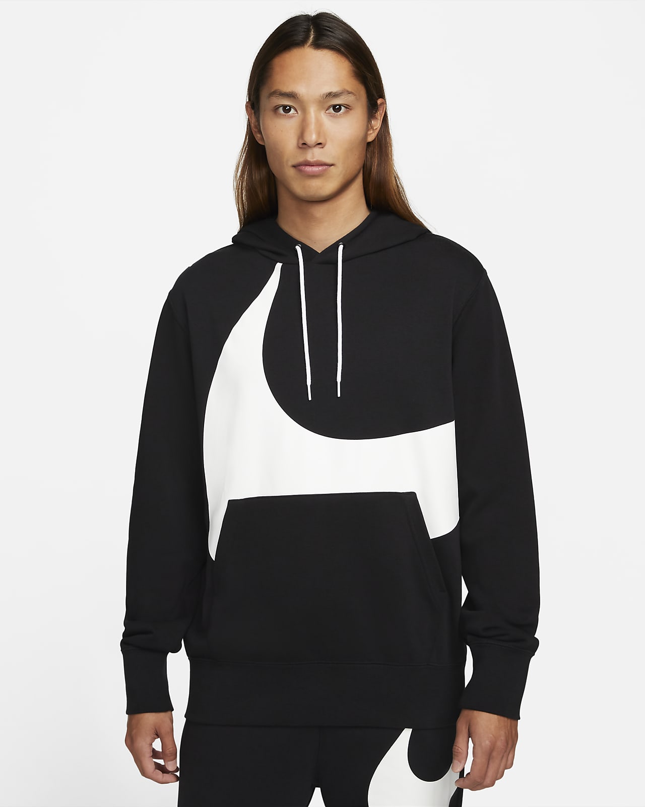 Nike Swoosh Hoodie Man Sweatshirt Black Size M Cotton, Polyester