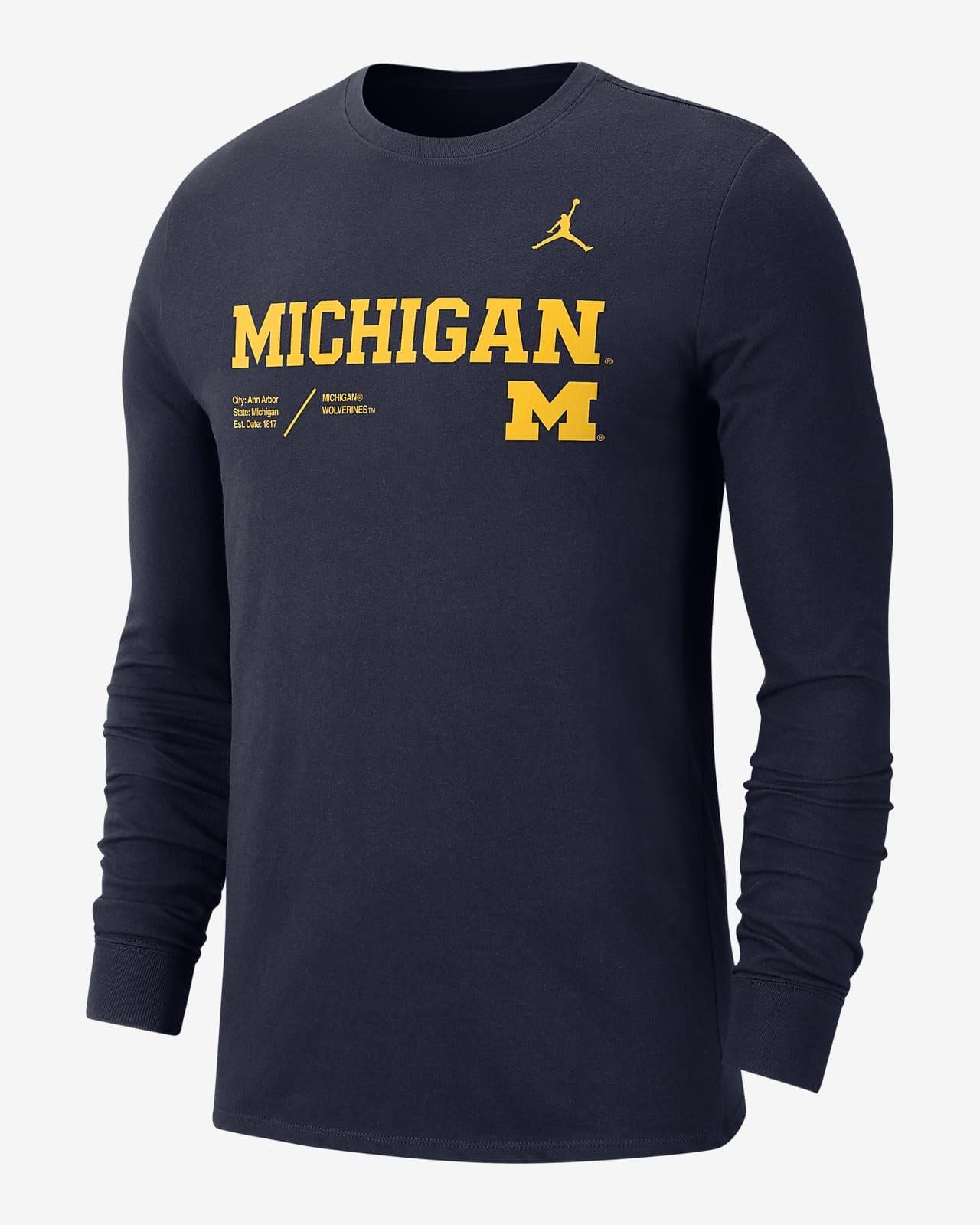 Playera de manga larga para hombre Jordan College DriFIT (Michigan