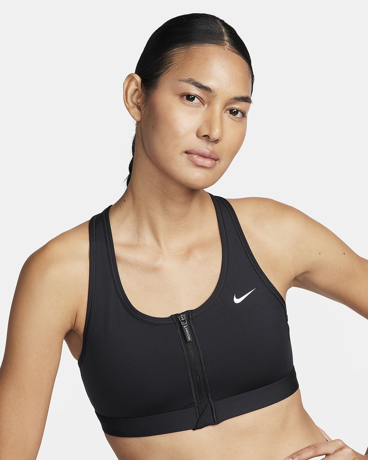 Nike Swoosh Front Zip Orta Destekli Dolgulu Kadın Spor Sütyeni