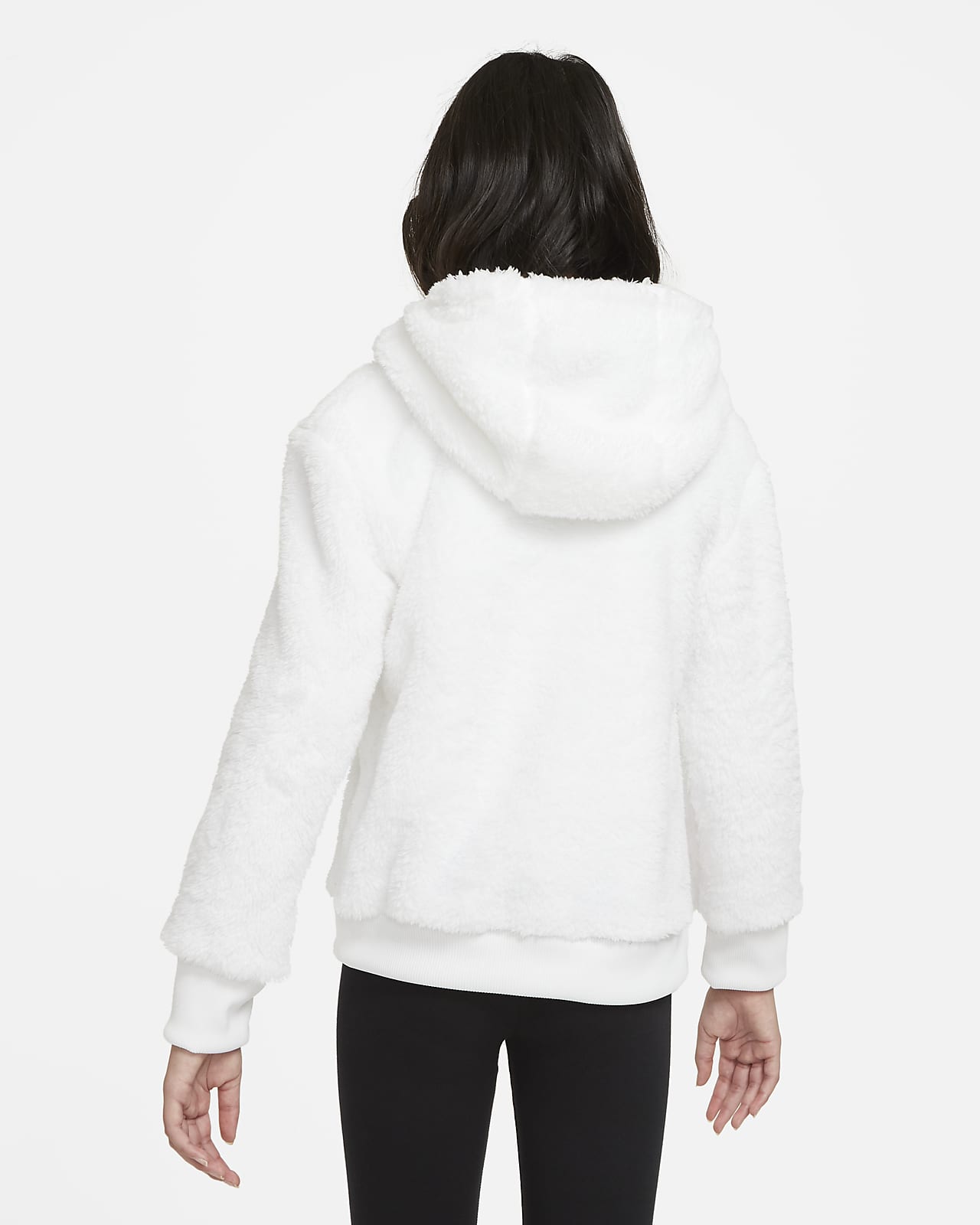 white fuzzy nike hoodie