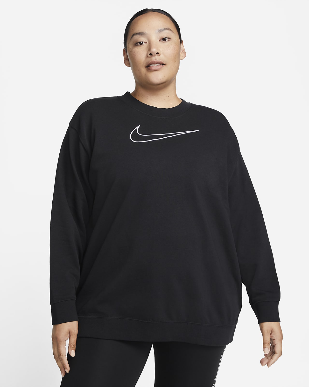 Nike Dri-FIT Fit Sudadera de chándal de cuello redondo con estampado (Talla grande) - Mujer. Nike ES