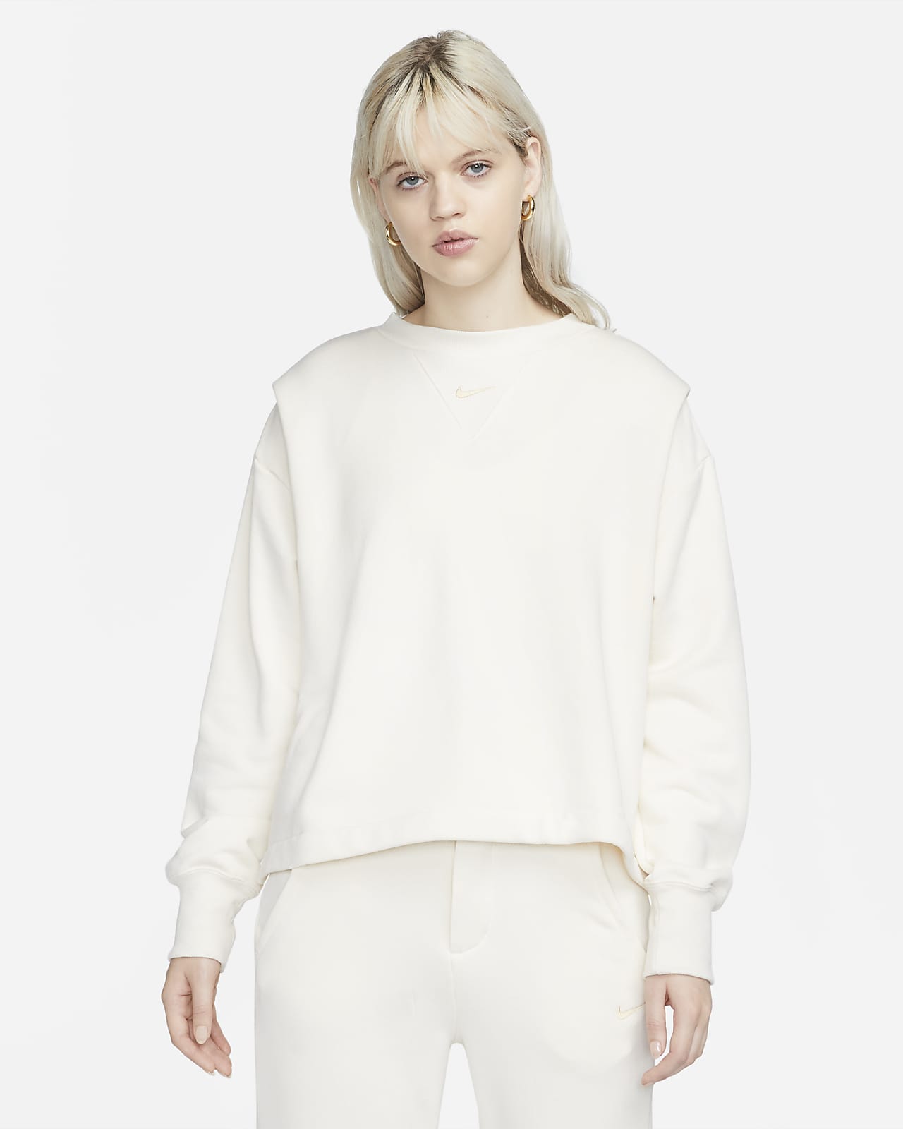 Overdimensioneret Nike Sportswear Modern Fleece-sweatshirt i french terry med rund hals til kvinder