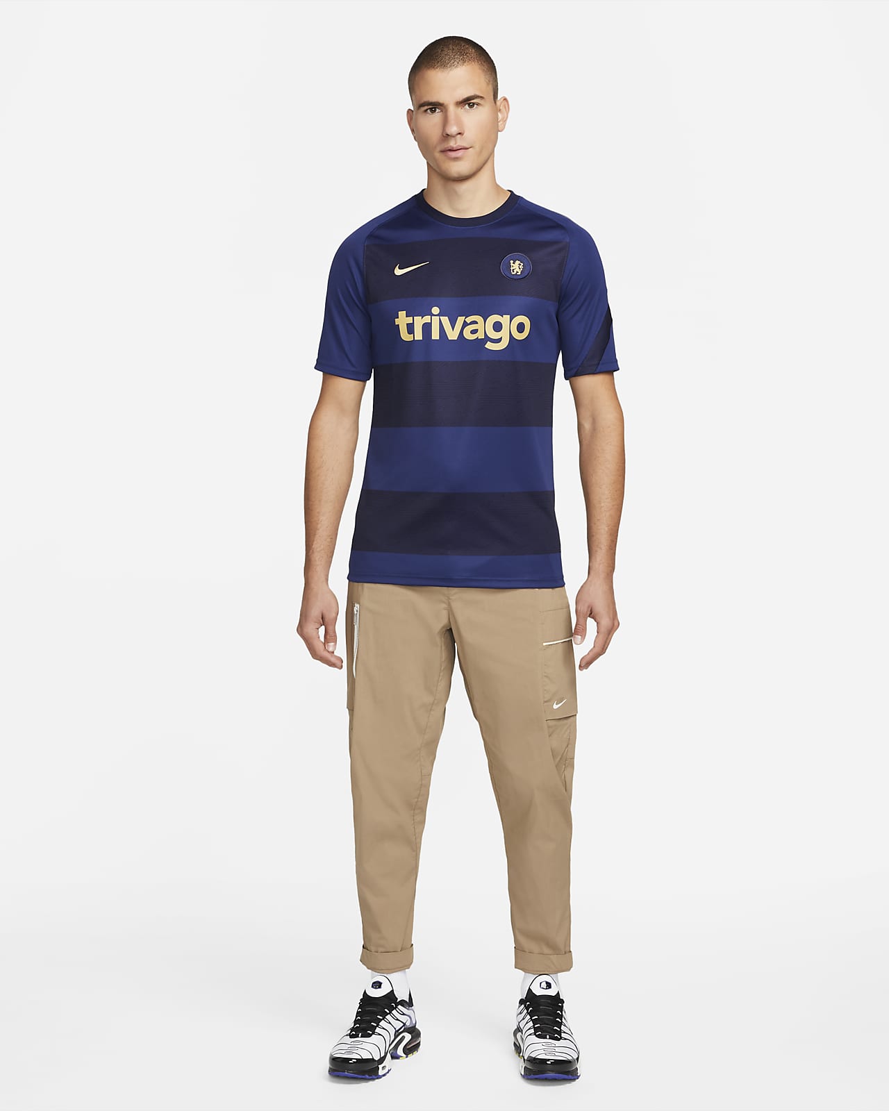 Playera de fútbol de manga corta para antes del partido Nike Dri-FIT para  hombre Chelsea FC. Nike MX