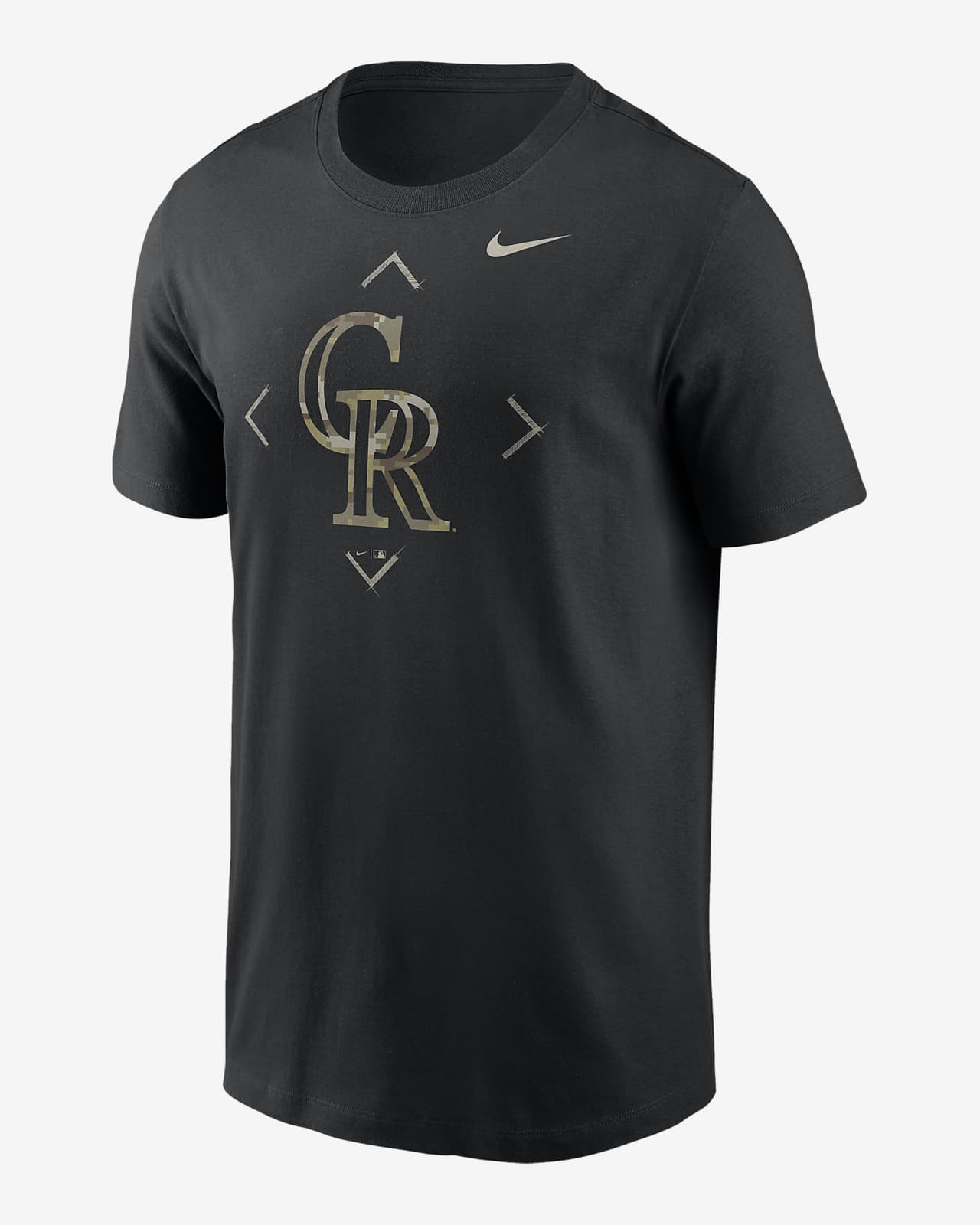 Men's Nike Black Colorado Rockies Camo Logo T-Shirt