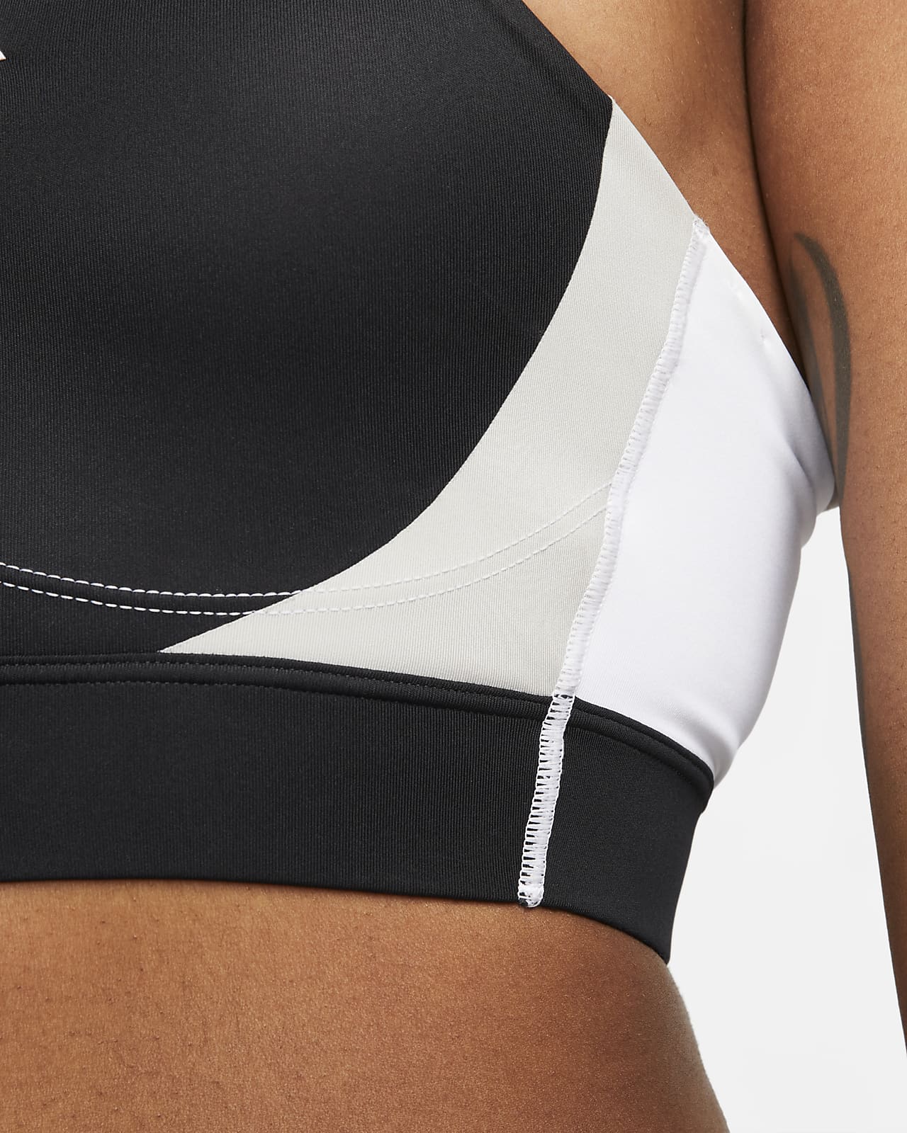 Nike swoosh air medium support sports bra in black & white