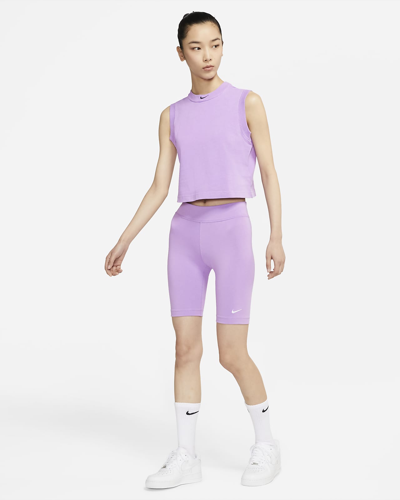 purple nike biker shorts