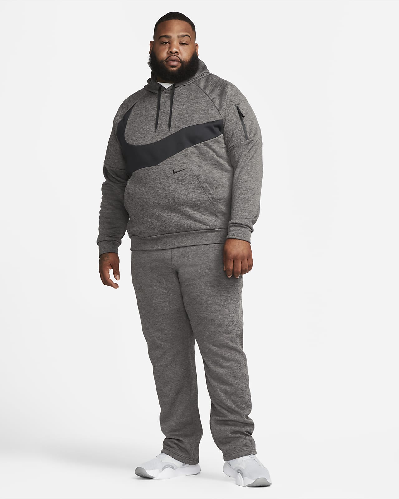Nike Grey Open Bottom Swoosh Fleece Sweatpants