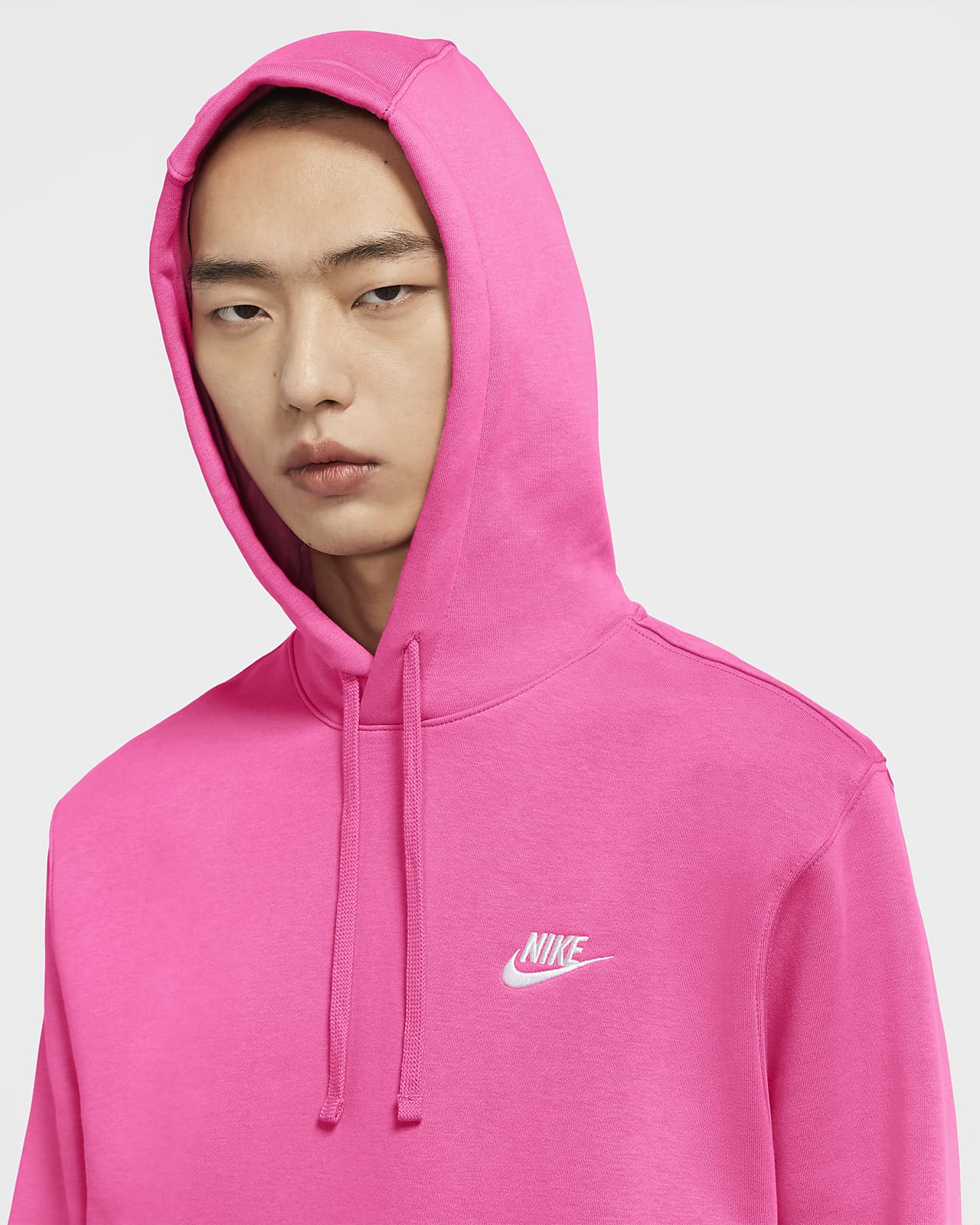 nike club fleece hoodie pink