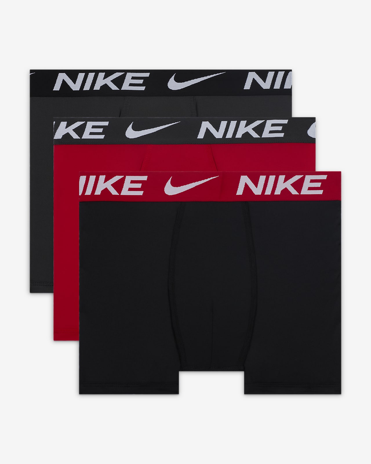 Nike Big Boys' Essential Micro Boxer Briefs (3 Pack)-Red/Black
