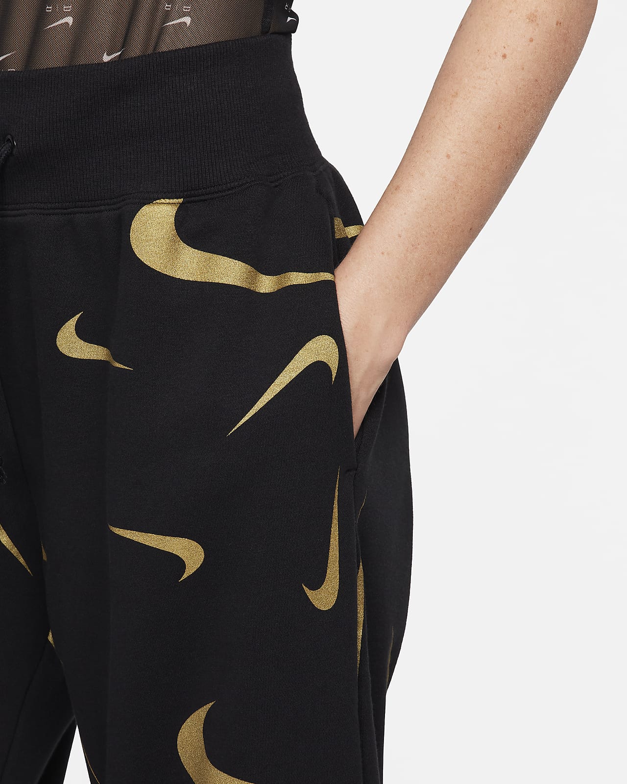 Nike Sportswear Women\'s High-Waisted Fleece Printed Joggers.