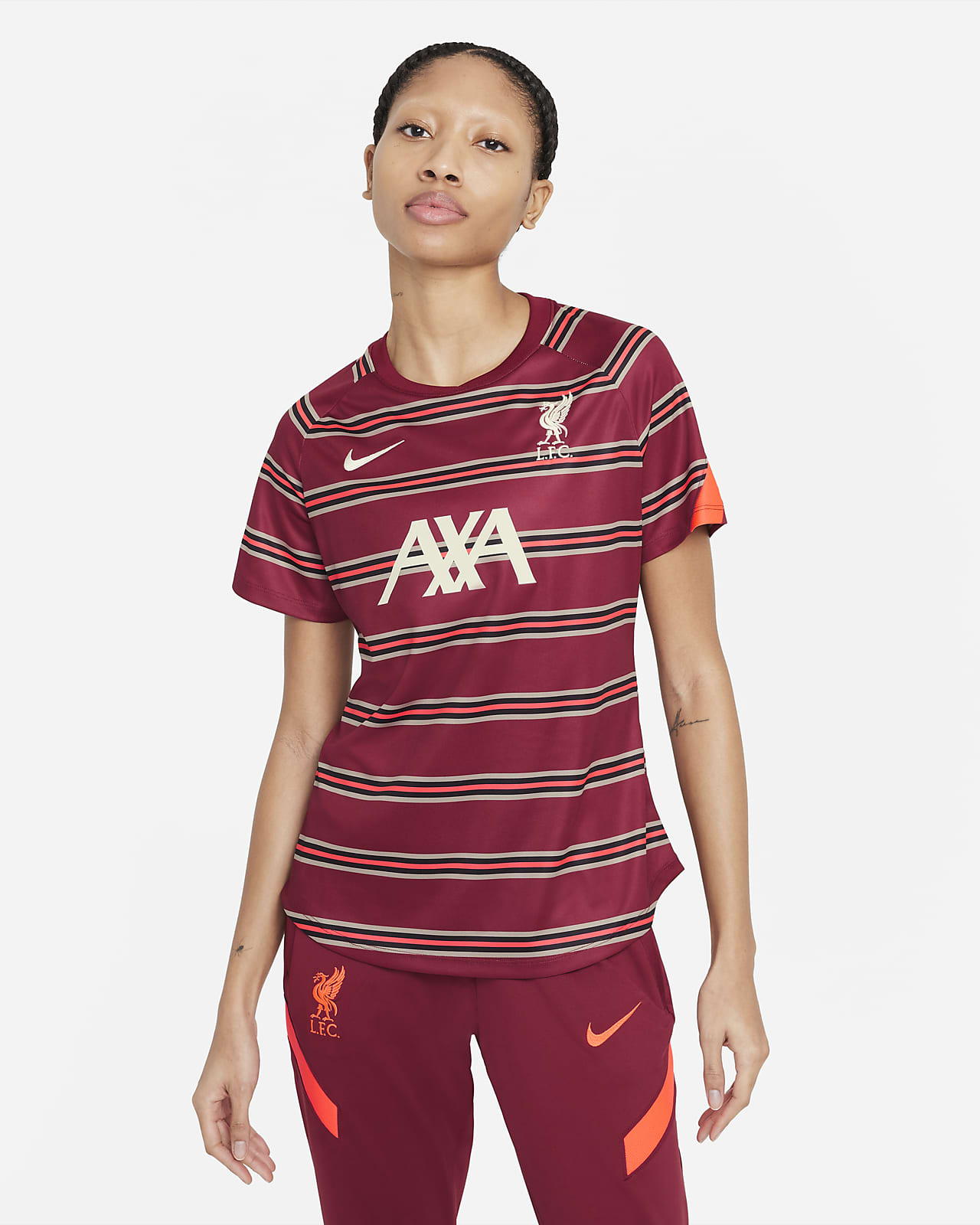 Liverpool F.C. Women's Pre-Match Short-Sleeve Football Top. Nike IE