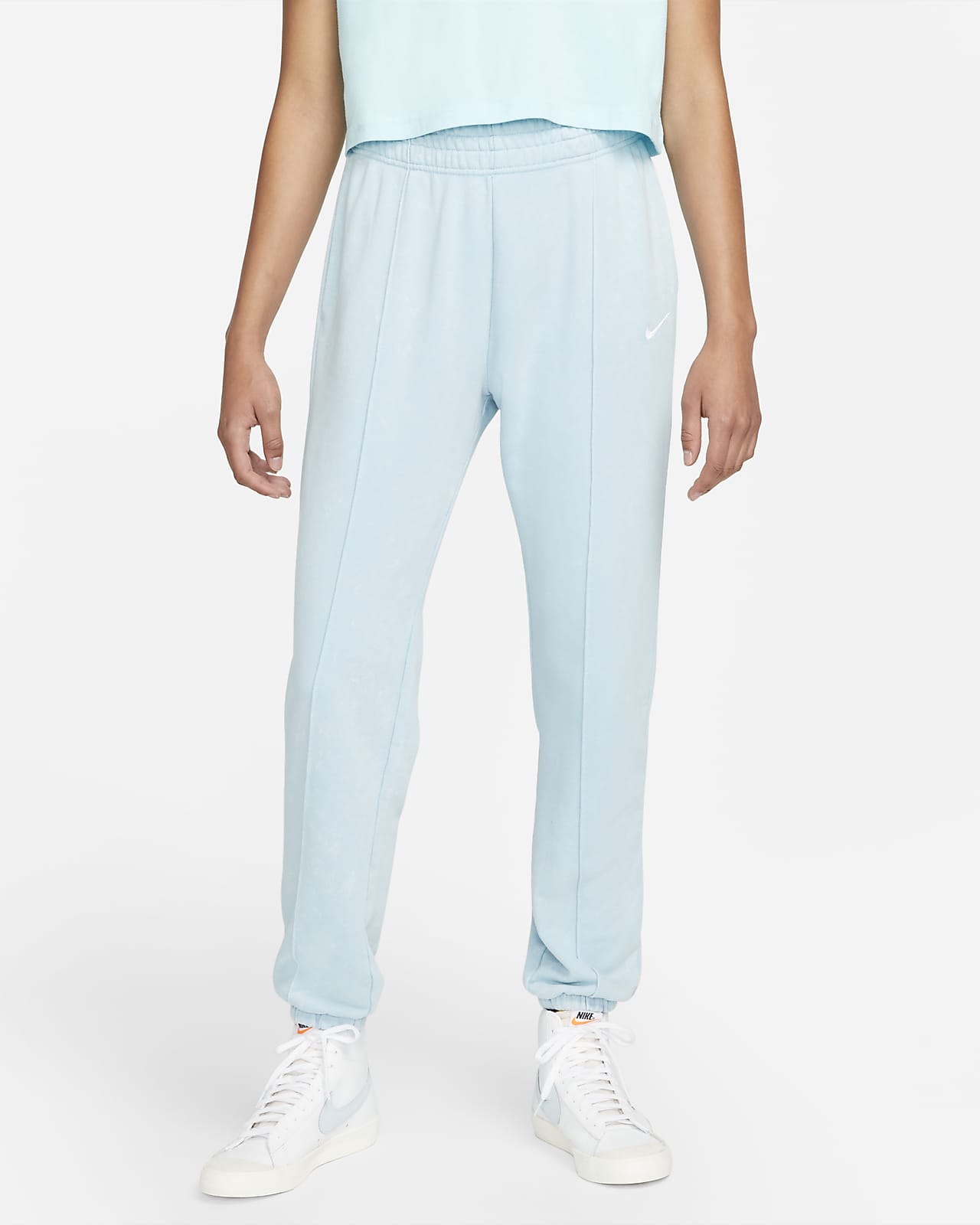 Damskie spodnie z dzianiny z efektem sprania Nike Sportswear Essential Collection