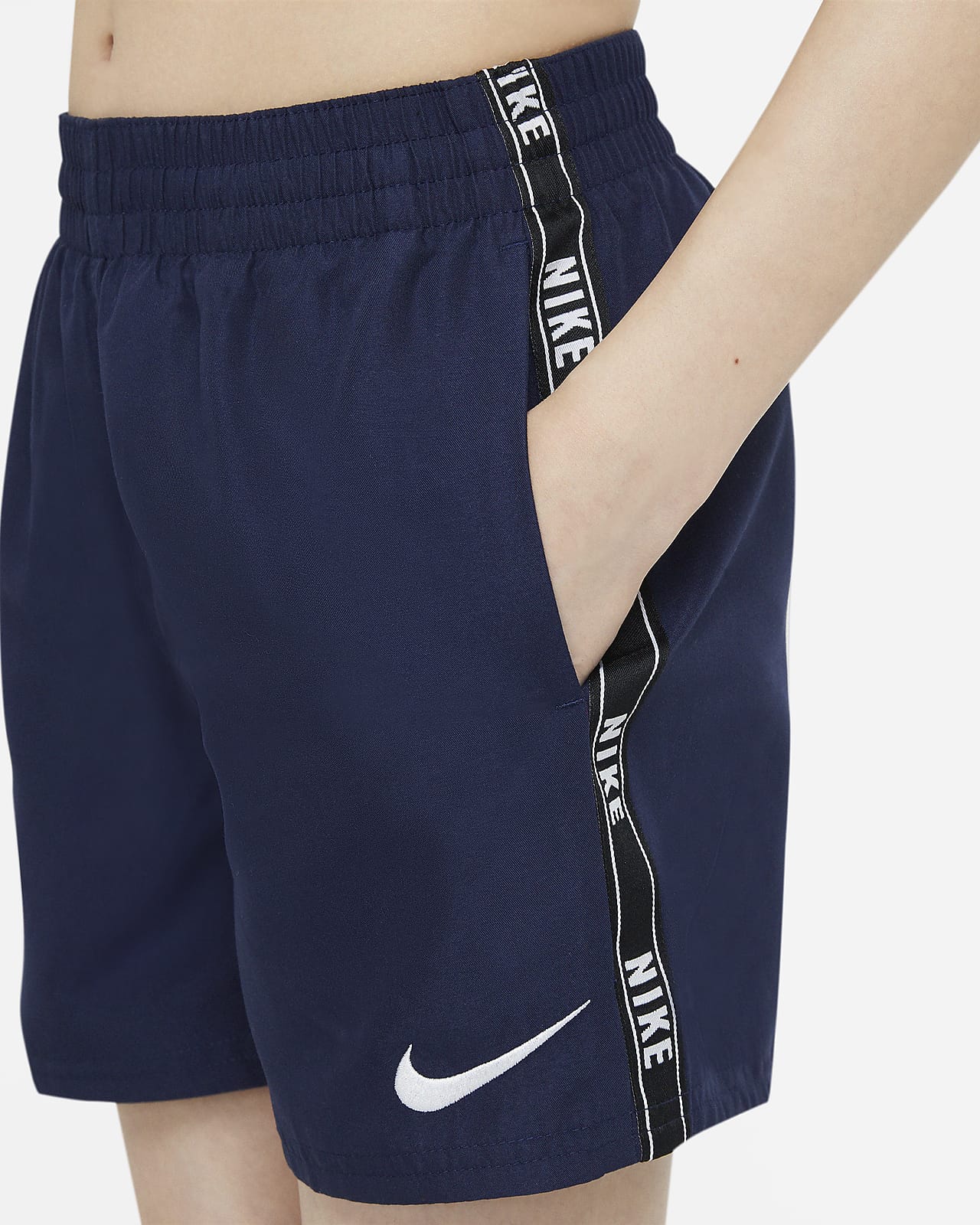 navy blue nike swim trunks