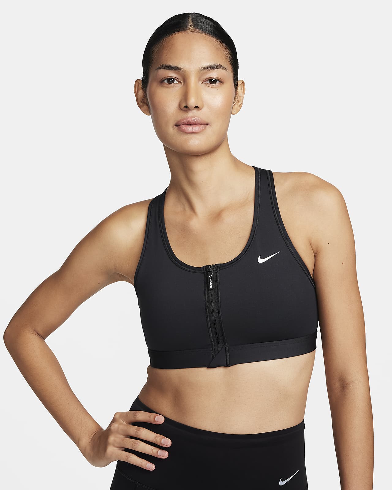 Nike Swoosh Front Zip Women's Medium-Support Padded Sports Bra. Nike AT
