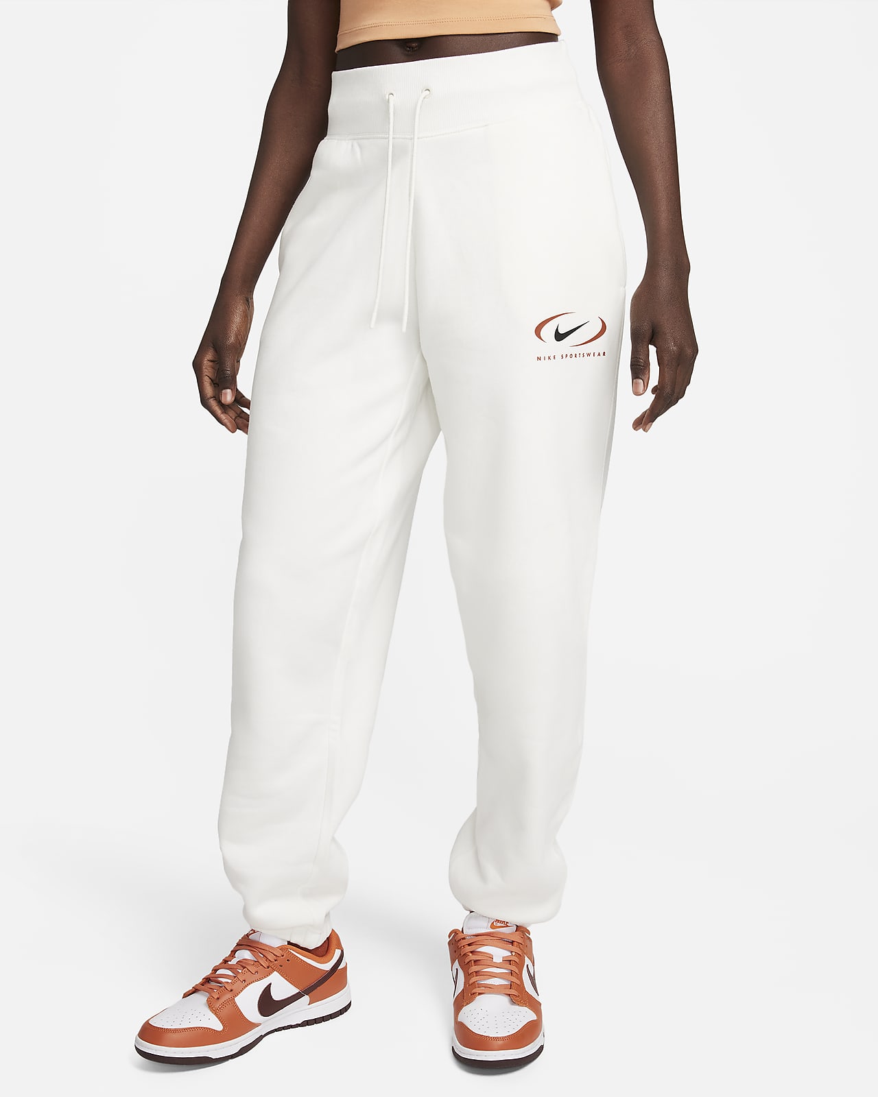 Calças de fato de treino a 7/8 delineadas de cintura subida Nike Sportswear  Phoenix Fleece para mulher. Nike PT