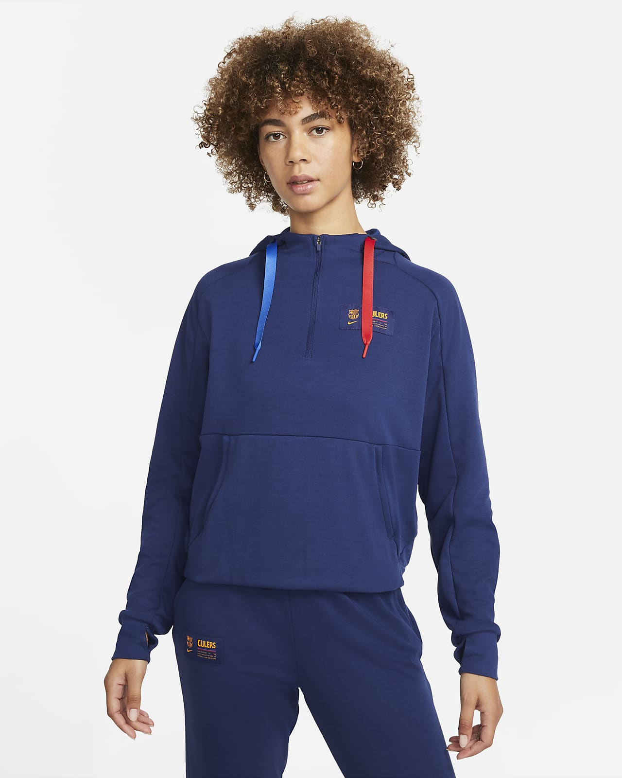 FC Barcelona Sudadera con capucha de fútbol para viaje con media cremallera  Nike Dri-FIT - Mujer. Nike ES
