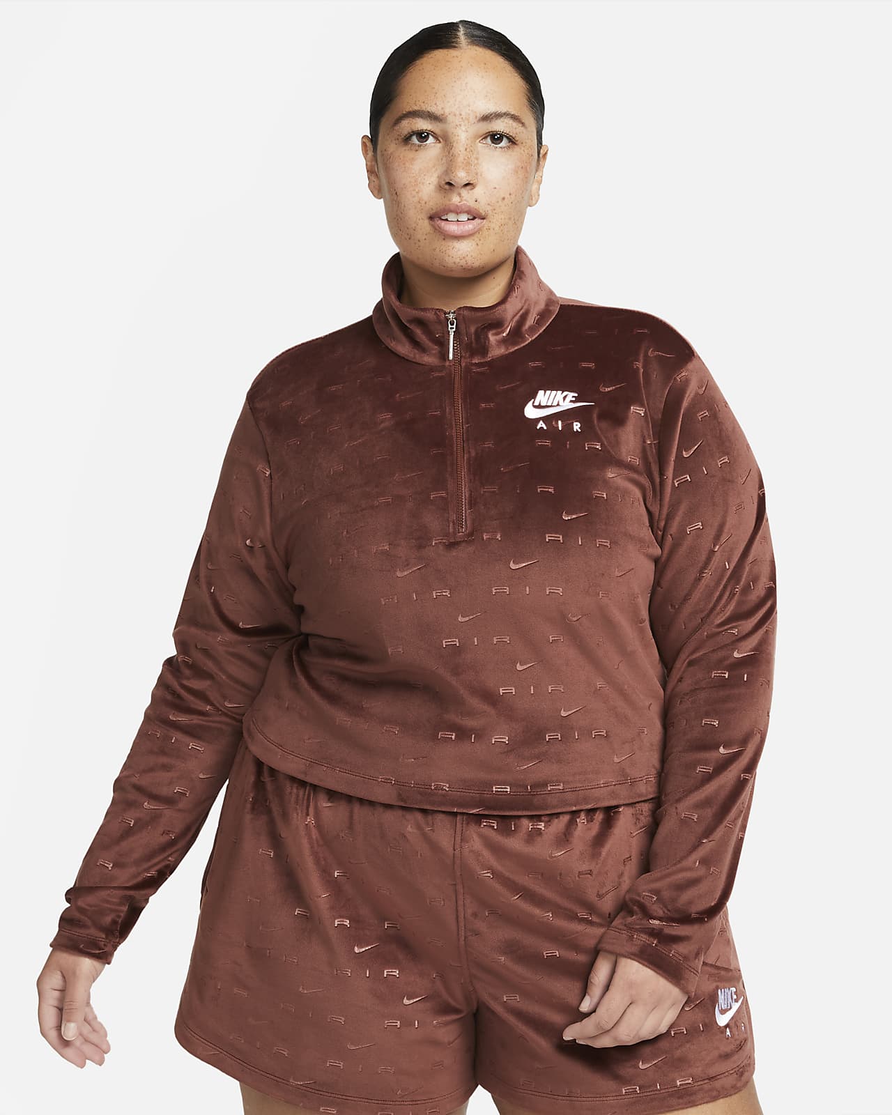 Nike Air Women's Velour 1/4-Zip Long-Sleeve Top (Plus Size)
