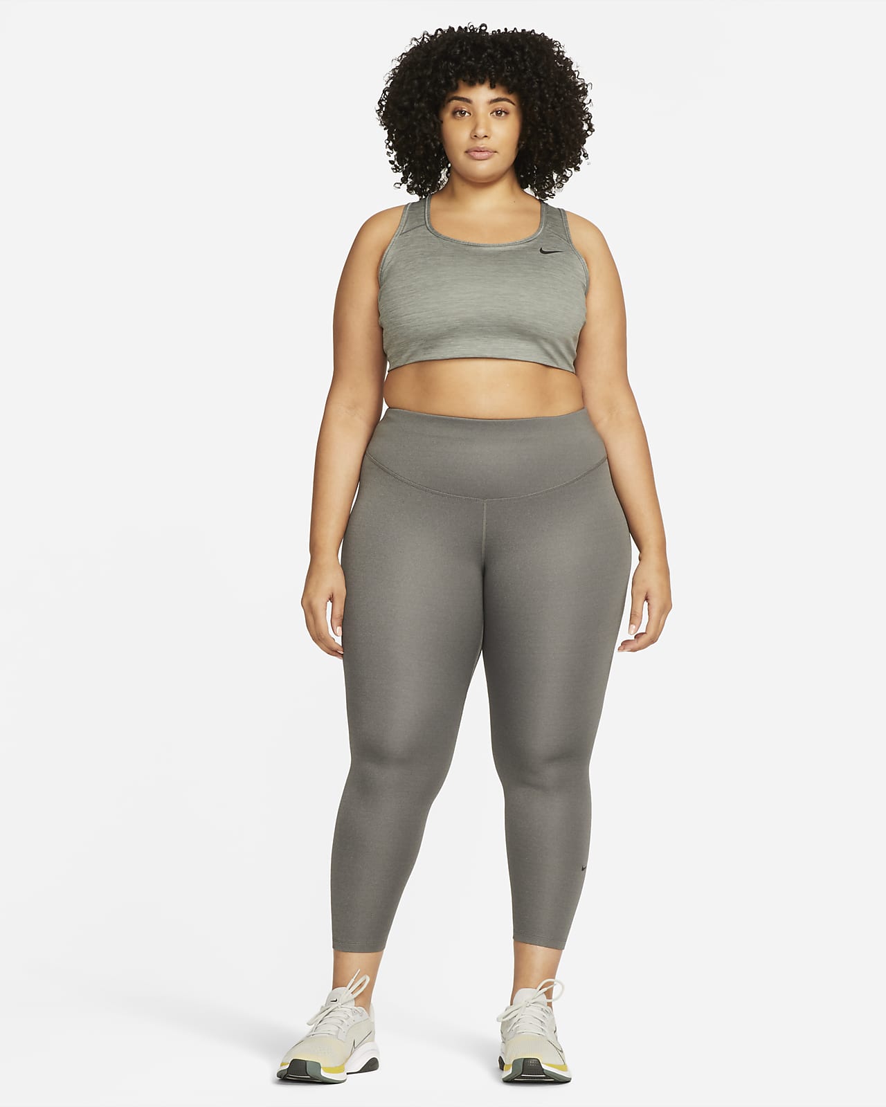 Nike Women's One Dri-Fit ¾ Leggings Plus Size 1X Gray CU2915 NWT