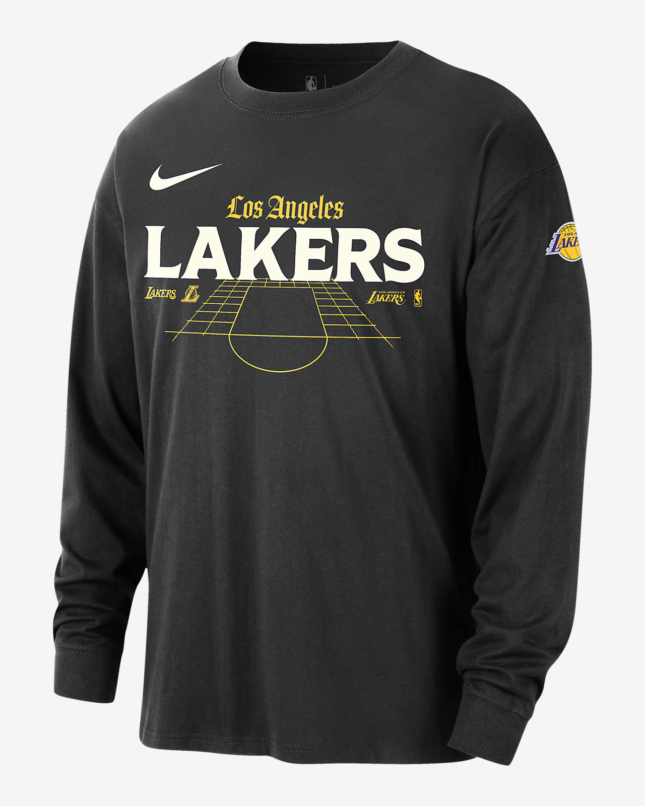 Los Angeles Lakers langärmeliges Nike NBA-Max90-T-Shirt für Herren