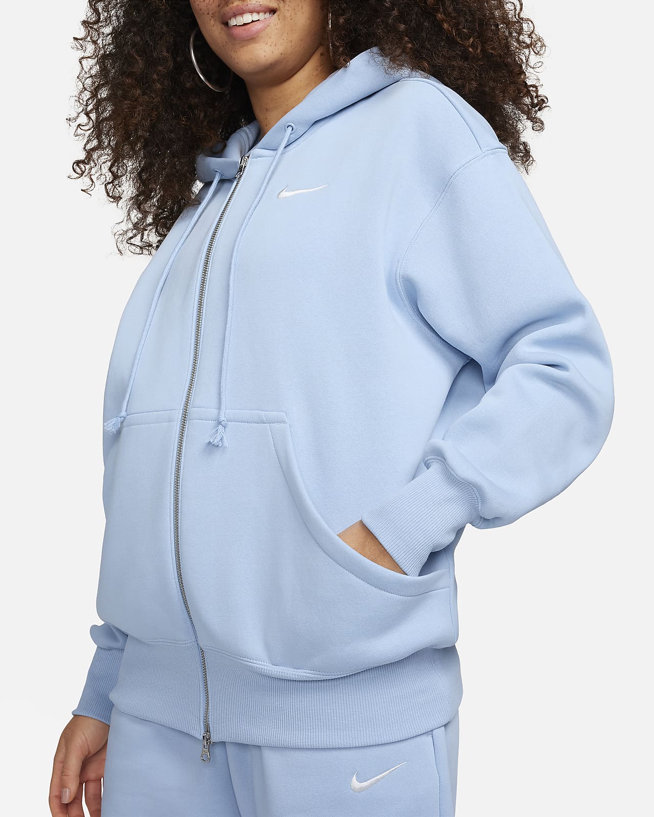Sudadera con gorro con cierre completo larga oversized para mujer Nike  Sportswear Phoenix Fleece.
