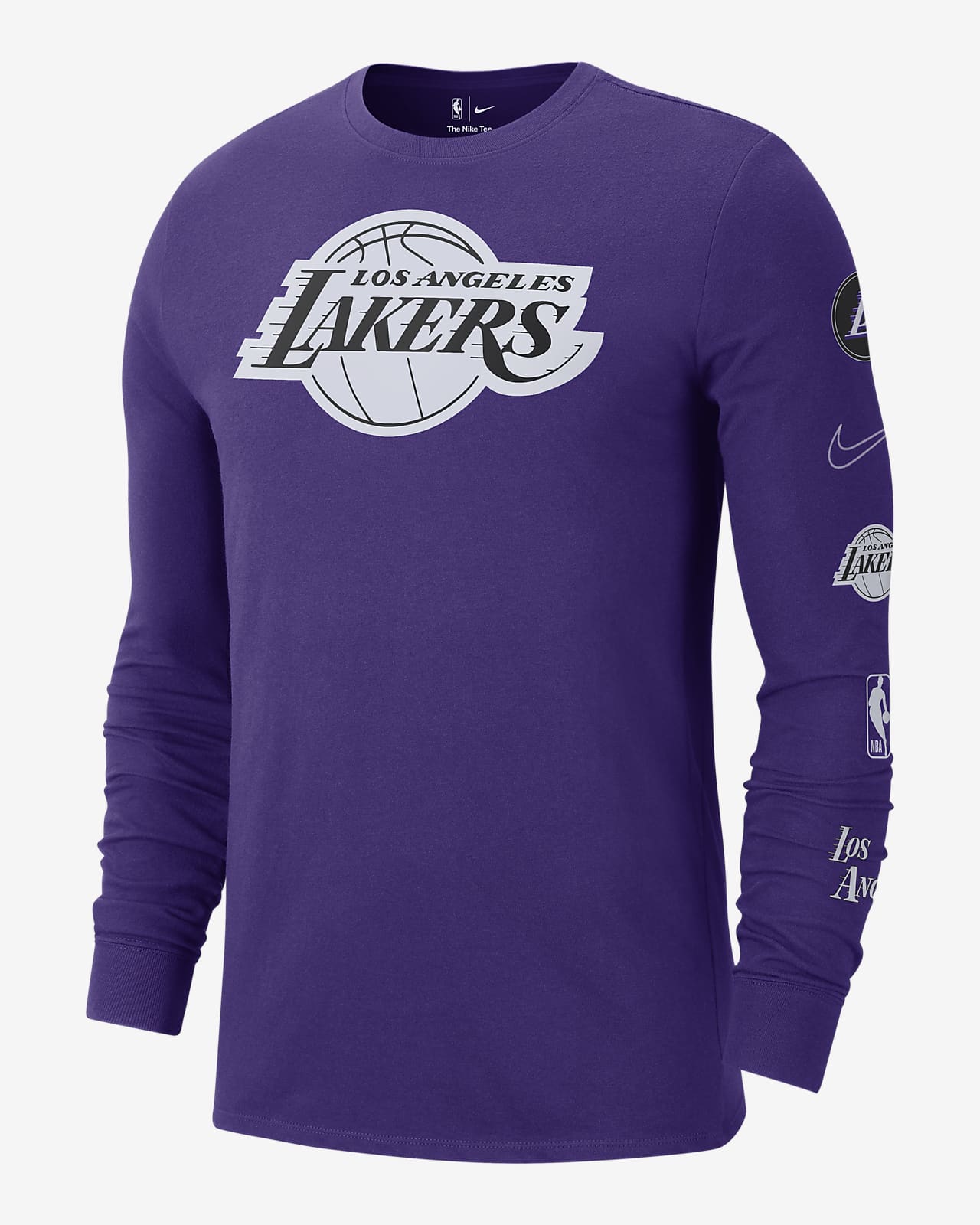 Nike Men's 2022-23 City Edition Los Angeles Lakers Purple Essential Long Sleeve Shirt, Large